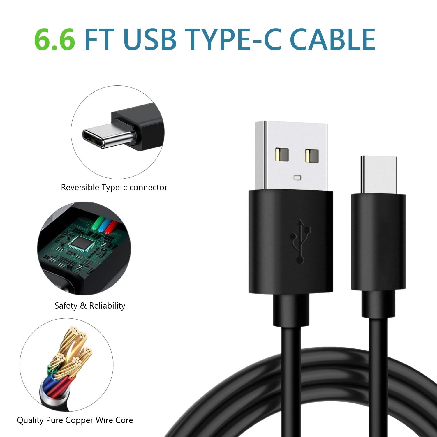 Cable USB C de carga rápida tipo C de 6 pies para Samsung Phone S10/S10e/S10+/S9/S9+/S8/S8+/S23/S22/S21 Ultra/S20/Note 20/Note 10/Note 9/S25/s25+/S24/S24+/S24+/S24 Ultra