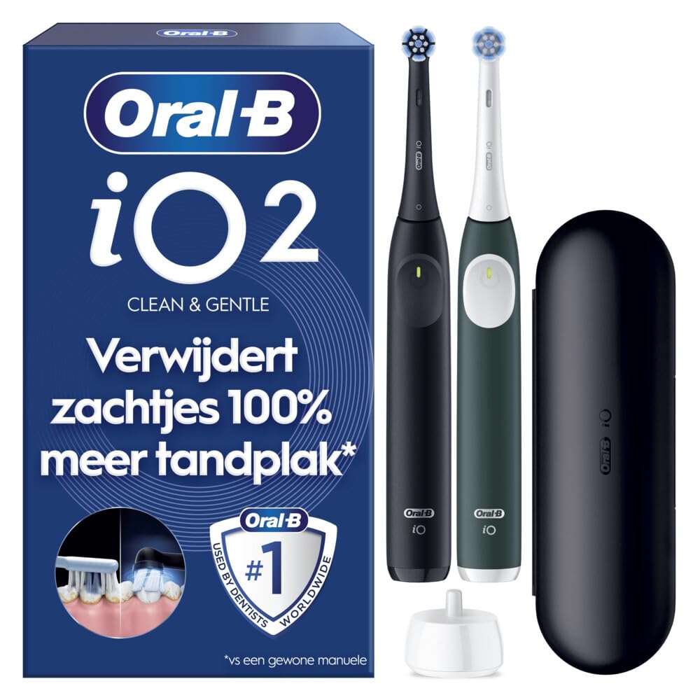 Oral-B Cepillo de dientes eléctrico iO Series 2, paquete doble, cepillo eléctrico, incluye 2 cabezales de cepillo, 3 modos de cepillado para el cuidado dental, bien probado (2,2) de Stiftung