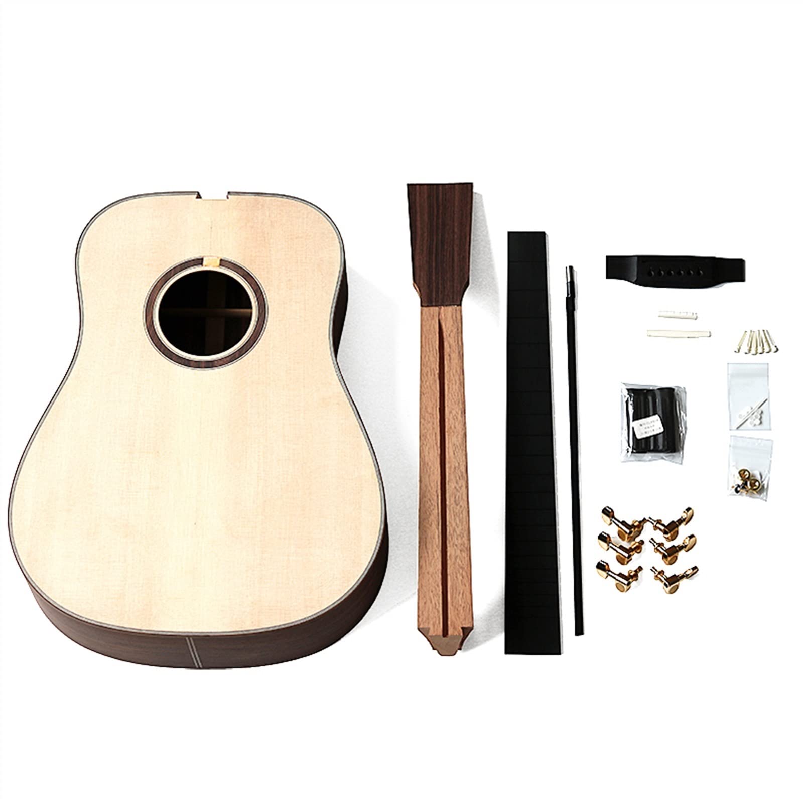 Niedokończona gitara korpus DIY Gitara Ludowa 41-calowa Pełna Pojedyncza Wykończona Beczka Materiał Łączony Z Palisandru Z Tyłu I Z Boku Z Forniru Świerkowego, (Color : 3/4)
