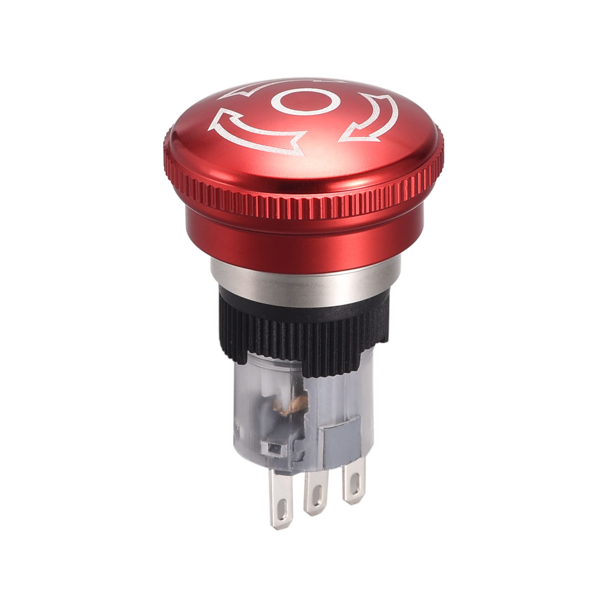 sourcing map 16mm Montaje Enclavamiento Emergencia Parada Pulsador Botón Interruptor AC250V 5A 1NO 1NC