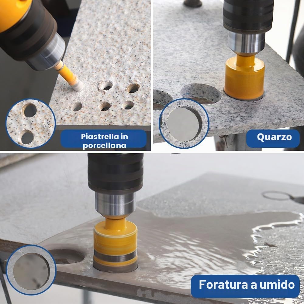 HIGHDRIL Trapano Diamantato Kit 11pezzi (6/8/10/20/25/28/32/35/45/50/65mm Punte per Trapano) Seghe a Tazza per Piastrelle Ceramica Marmo Granito
