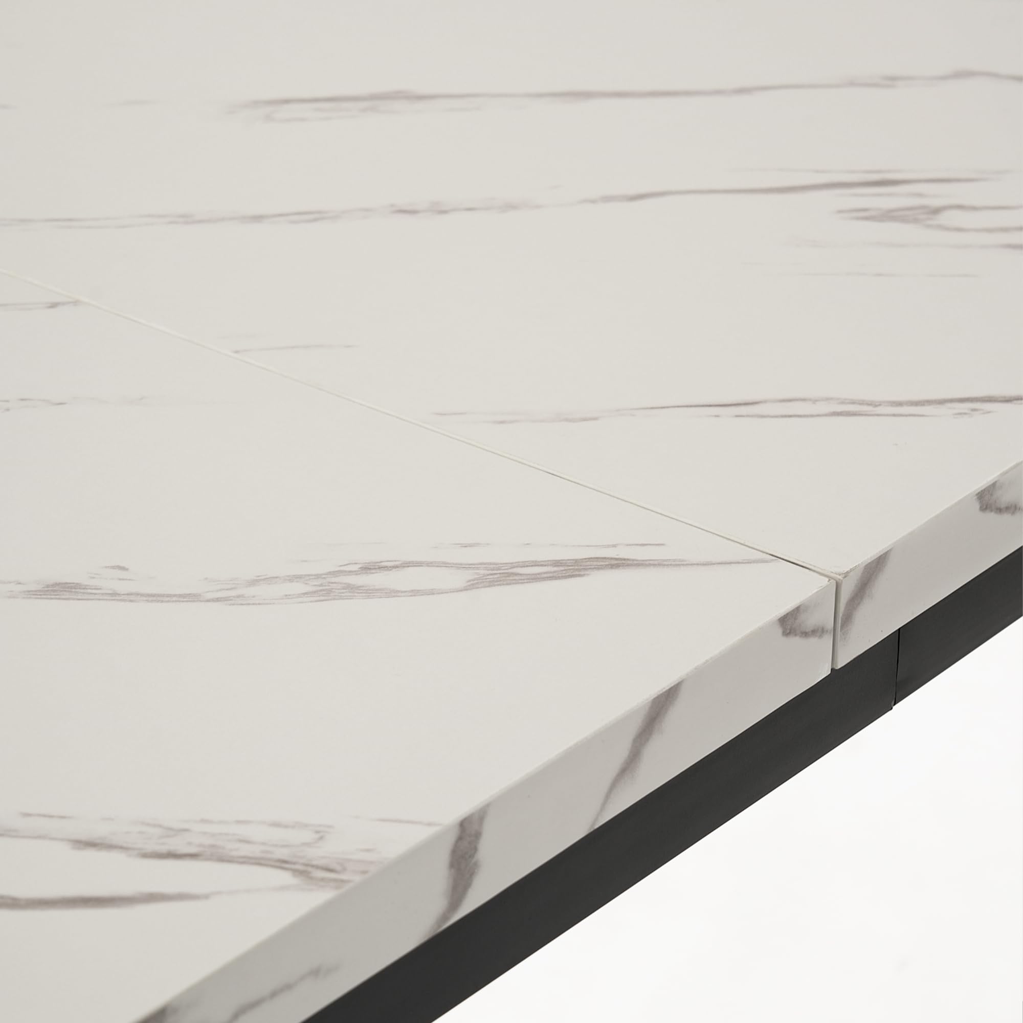 FurnitureR Tavolo da pranzo, tavolo da cucina in marmo modello, tavolo da cucina rettangolare telaio in metallo con piedi regolabili per sala da pranzo soggiorno, 120x70x75cm, bianco