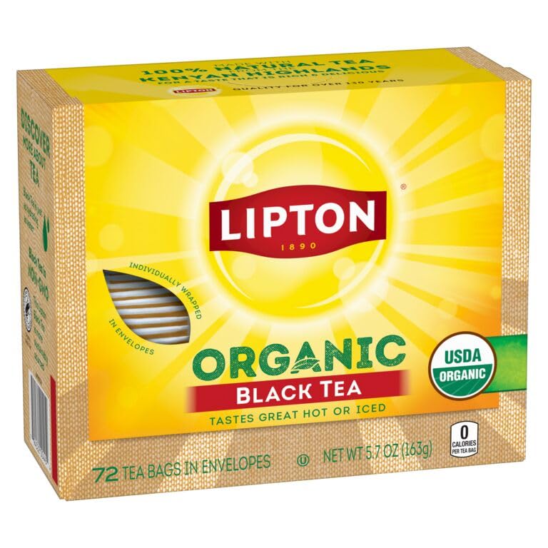 Lipton Organic Black Tea Bags, Hot or Iced Caffeine Tea, 72 Total Bags image 3
