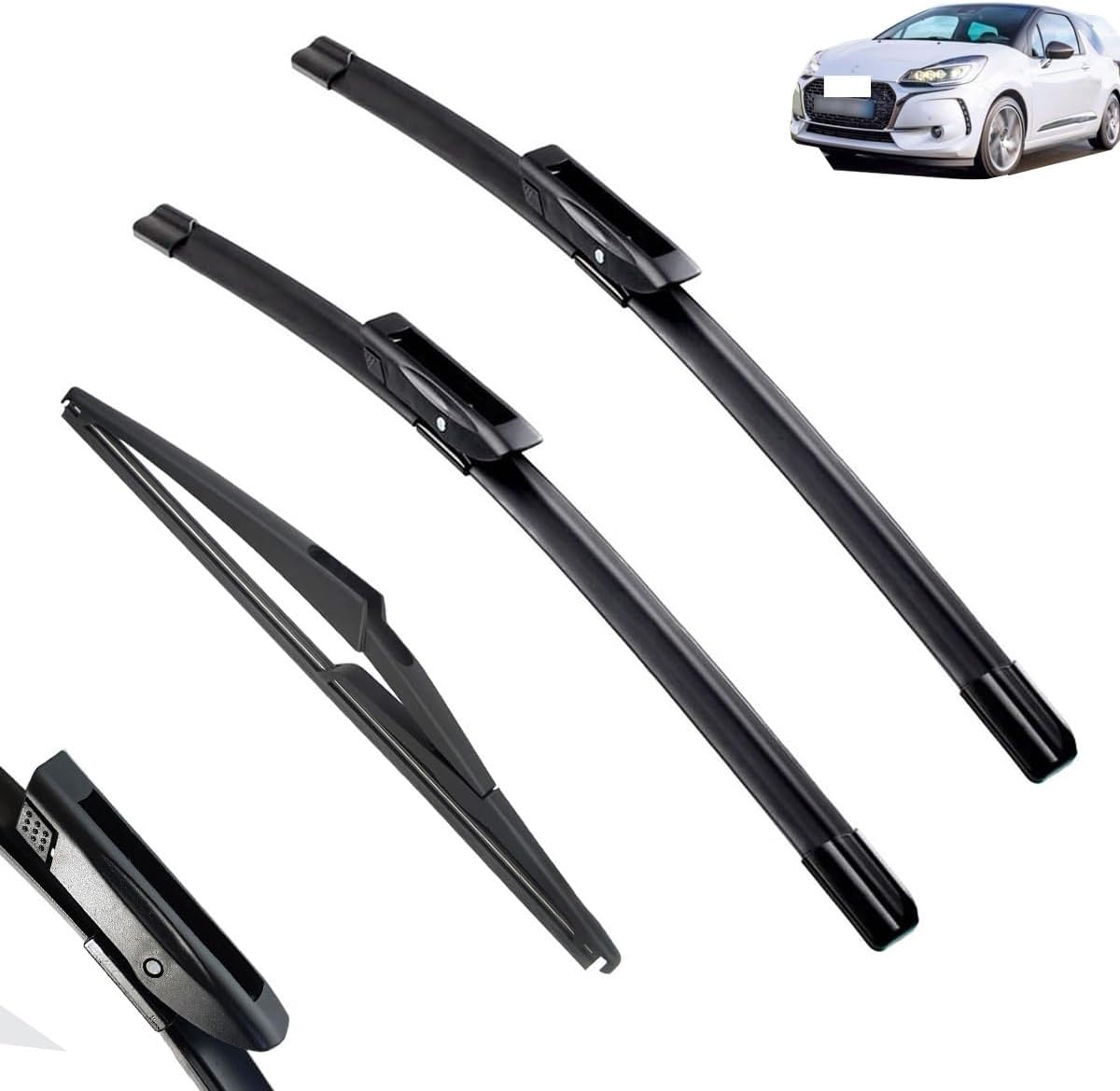 Car Wiper Compatible with Citroen DS3 DS 3 2009-2016 Car Front Rear Wiper Blades Soft Rubber Windscreen Wipers Auto Windshield 24"16"12"2013 2014 2015 (Color : 6 wipers)