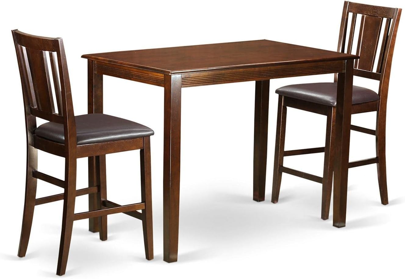 East West Furniture Set da 3 pezzi con tavolo e 2 sedie da pranzo, finitura in mogano