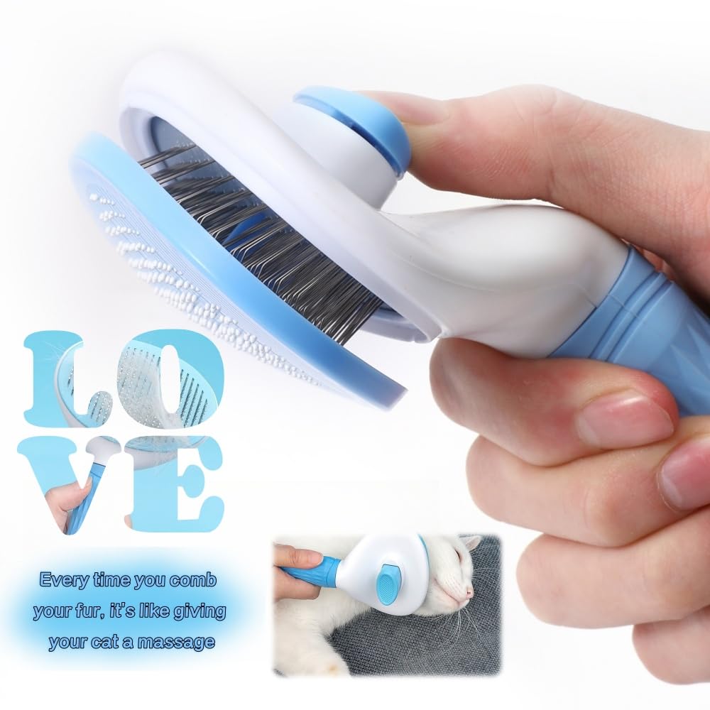 Cat Brush Self Cleaning, Ergonomic Handle,Slicker Cat Brush with Release Button,Tool Suitable for Cats and Dogs Pet Hair Cleaner, Easy to Remove Loose Undercoat - image 6