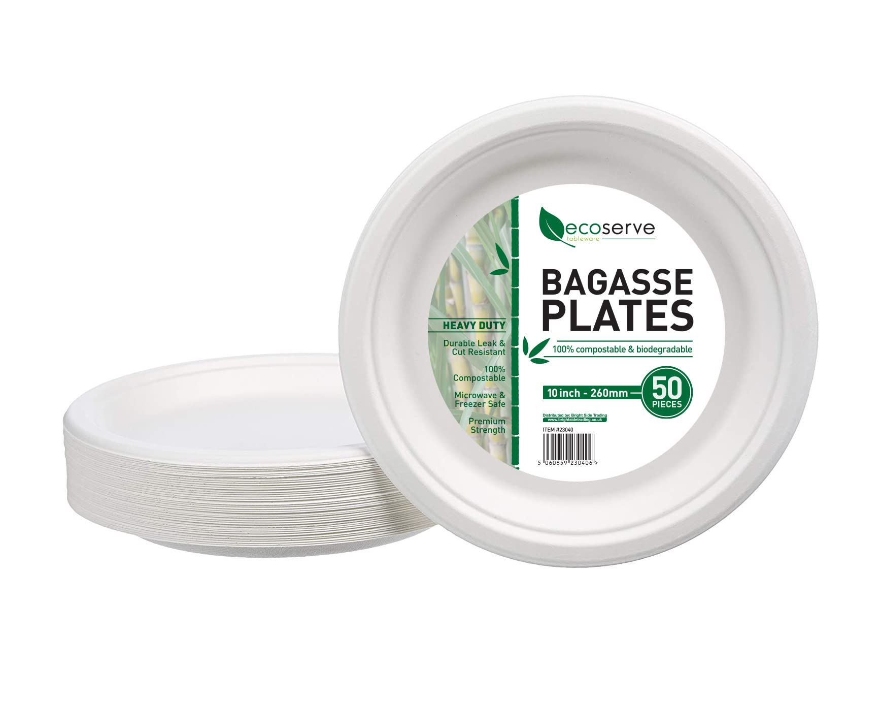 Paper Plates Disposable Sugercane Strong Plates Biodegradable and Compostable White (10 Inch 100 Pcs)