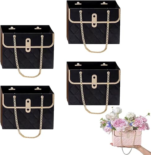 Miniatura 8 de lfjfaecx 4 cajas de papel de flores para ramos cubo de almacenamiento bolsa de floristería bolso de mano cesta de envoltura de ramo de flores caja