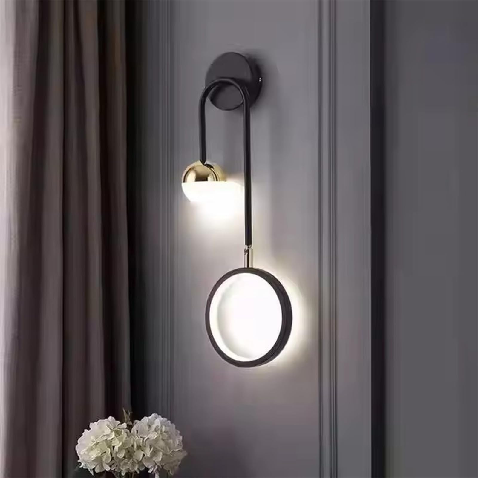 SXSCARKX LED Modern Bedside Wall Lamp Nordic Minimalist Light 3000K/4000K/6000K Art Round Creative Background Living Room Corridor Villa Terrace
