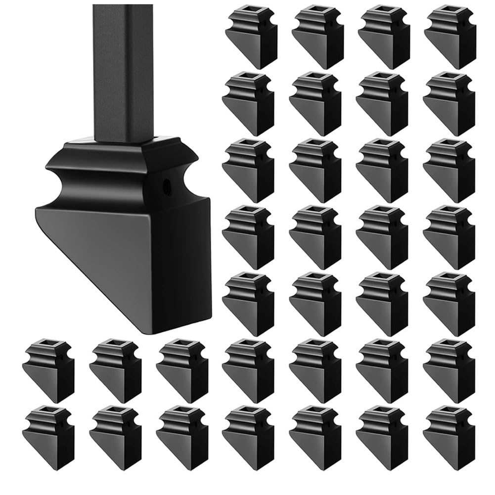 Littimoon Iron Baluster Shoes Square Wrought Spindles for Staircase Slant Iron Balusters 1/2 Inch for Use 48 Pack