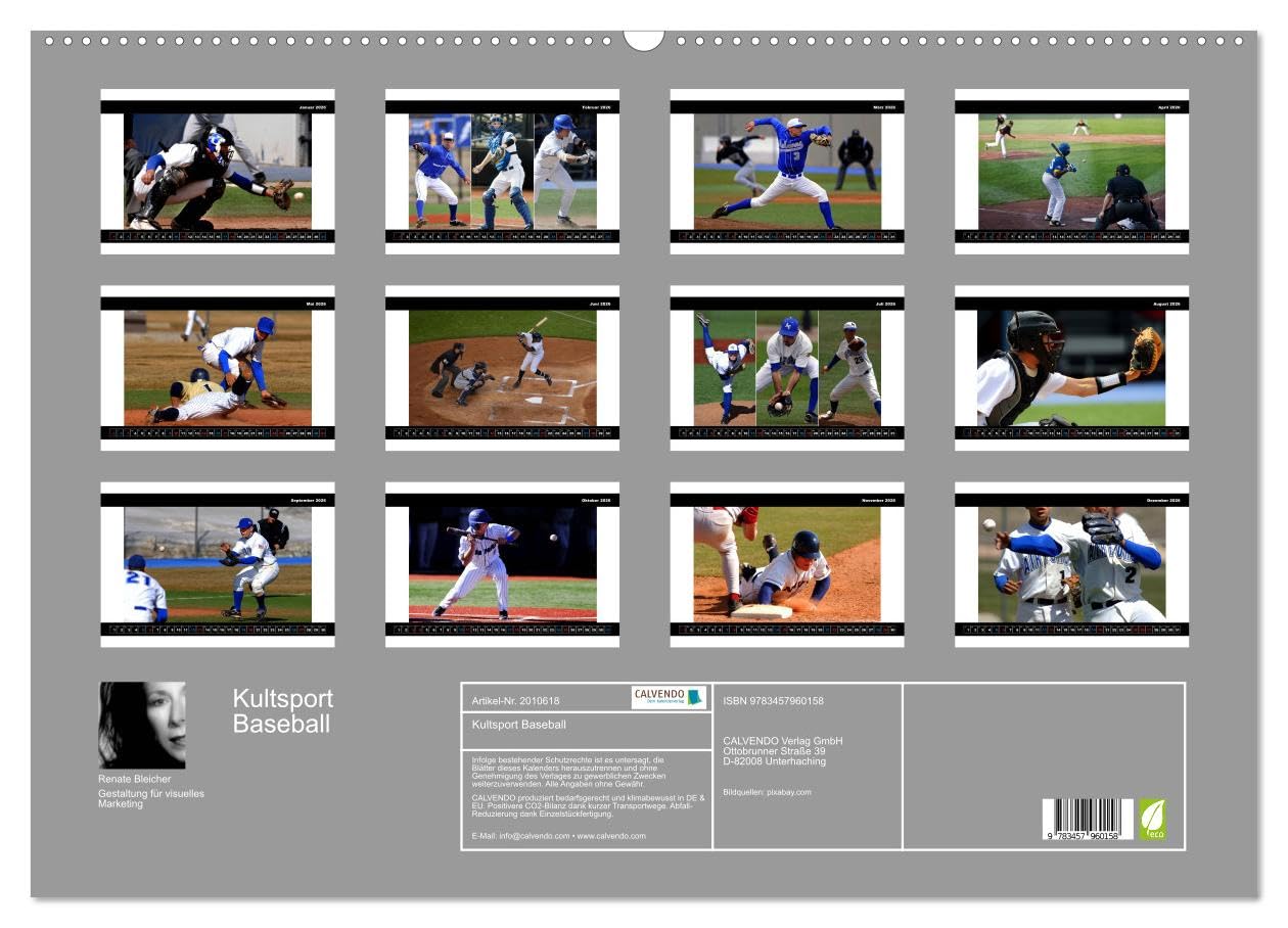 Kultsport Baseball (Wandkalender 2026 DIN A2 quer), CALVENDO Monatskalender: Packende Szenen vom Baseballfeld (CALVENDO Sport)