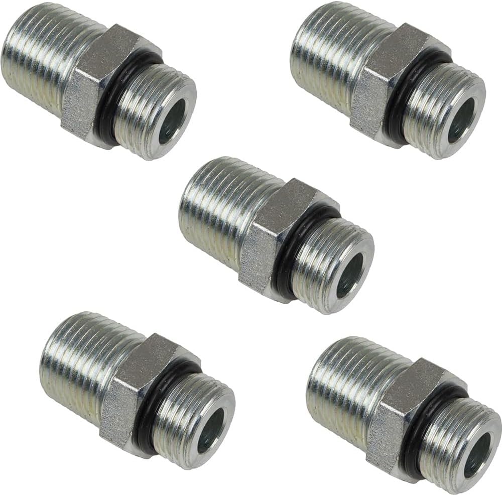 5 Pack Hydraulic Adaptors - 1/2" Male Oo-Ring For Boss