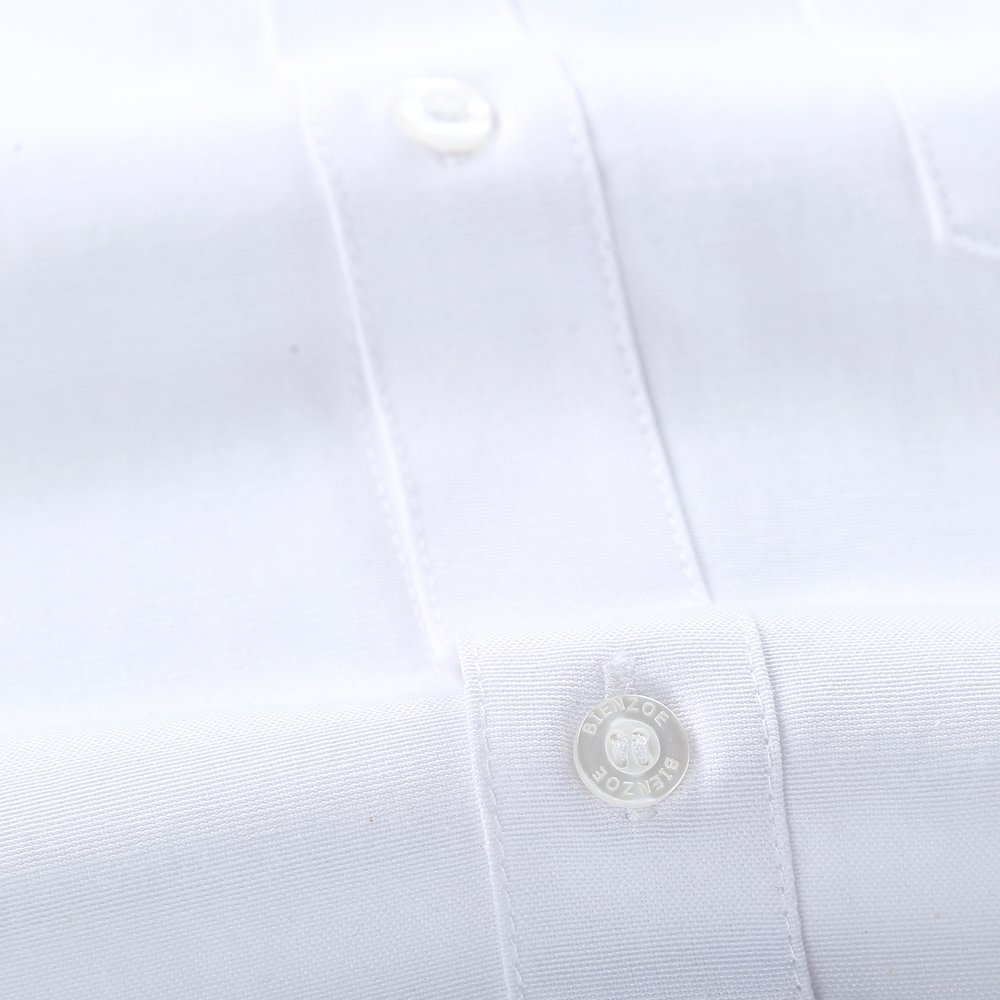Bienzoe - Camisa Oxford de manga larga con botones para niño - Blanco - (10- 11 años)