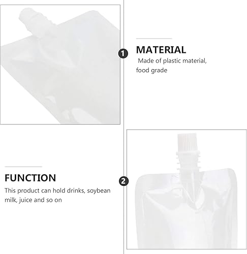 Miniatura 4 de 50pcs bolsa de plástico 10.6 oz botellas de bebidas desechables contenedor de bebida sacar bebidas bolsas de jugo resellables para viajes al aire