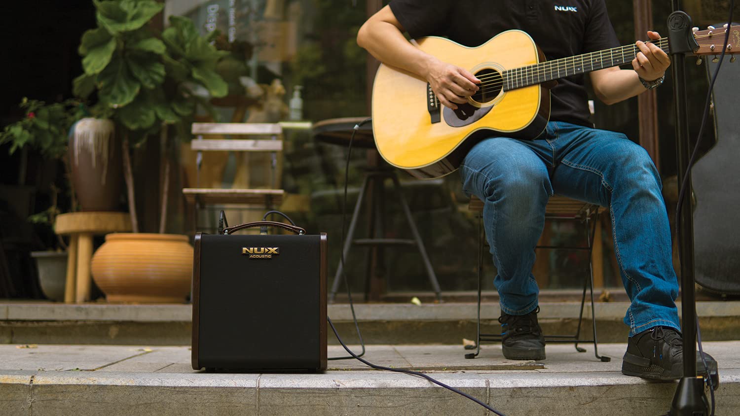 NUX AC80 Stageman II Amplificateur de Guitare Acoustique avec Batterie