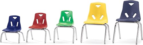 Miniatura 6 de Jonti-Craft Berries 8148JC1112 - Silla apilable con patas cromadas, 18 pulgadas de altura, color azul marino