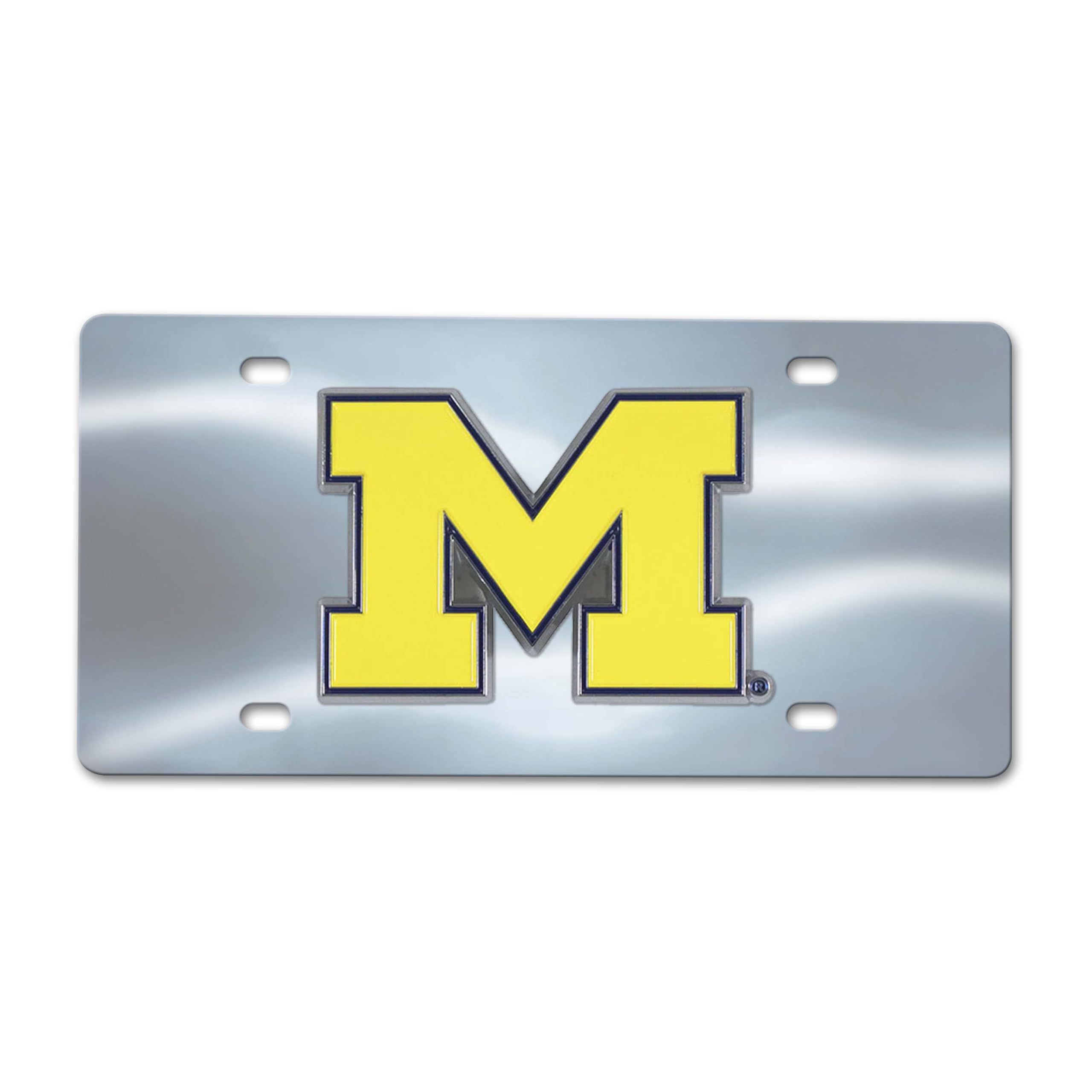 FANMATS NCAA Michigan Wolverines Die Cast License Platedie Cast License Plate, Chrome, 6"X12"