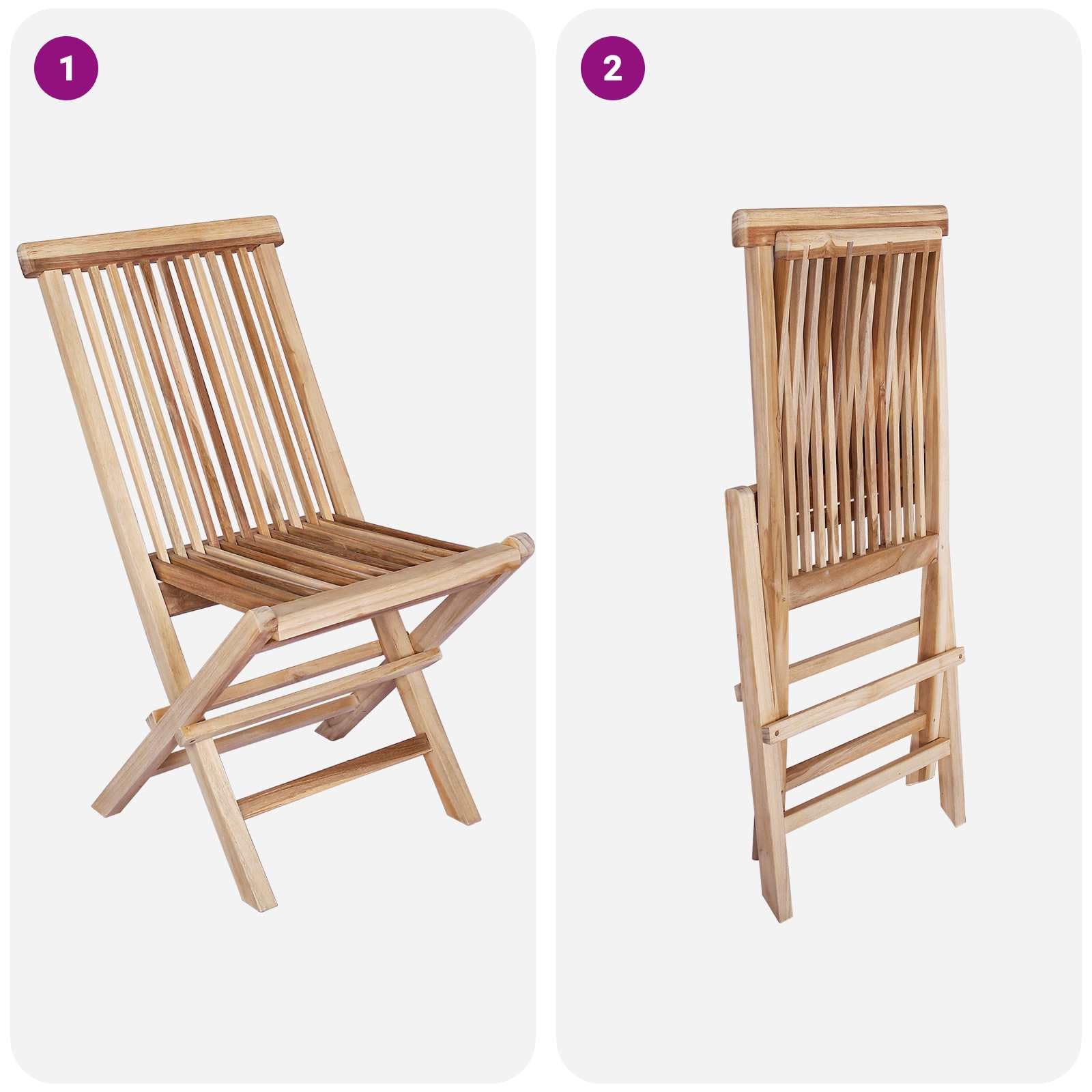vidaXL Set di Mobili da Giardino 5 pz Naturale Legno di teak solido