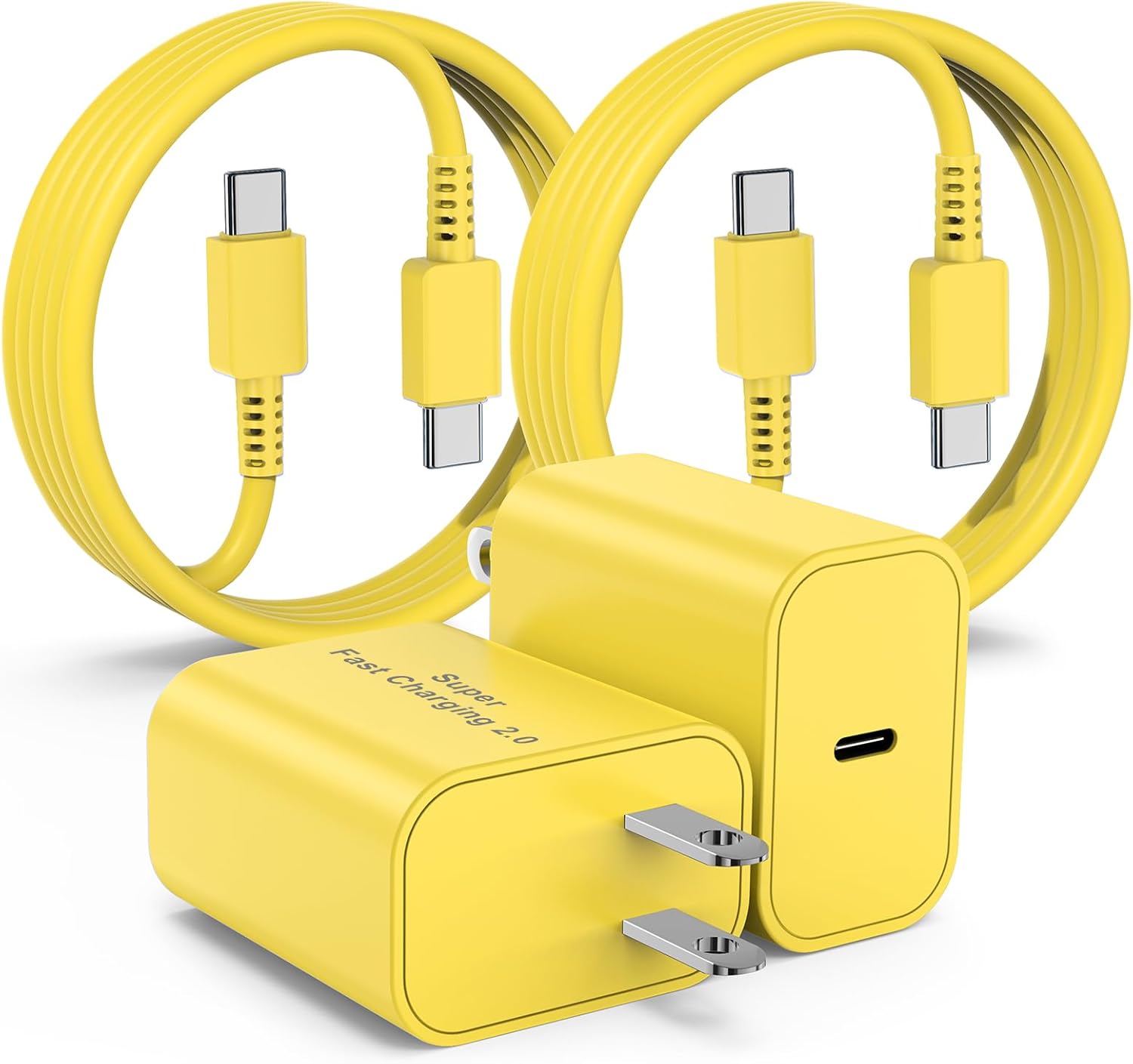 45w usb-c charger for samsung charger super fast charging, type c charging block &10+10ft usbc android phone cable cord 2pack for galaxy s25 s24 s23 s22 s21 ultra/plus,galaxy tab s9 yellow 45w-10ft+10ft