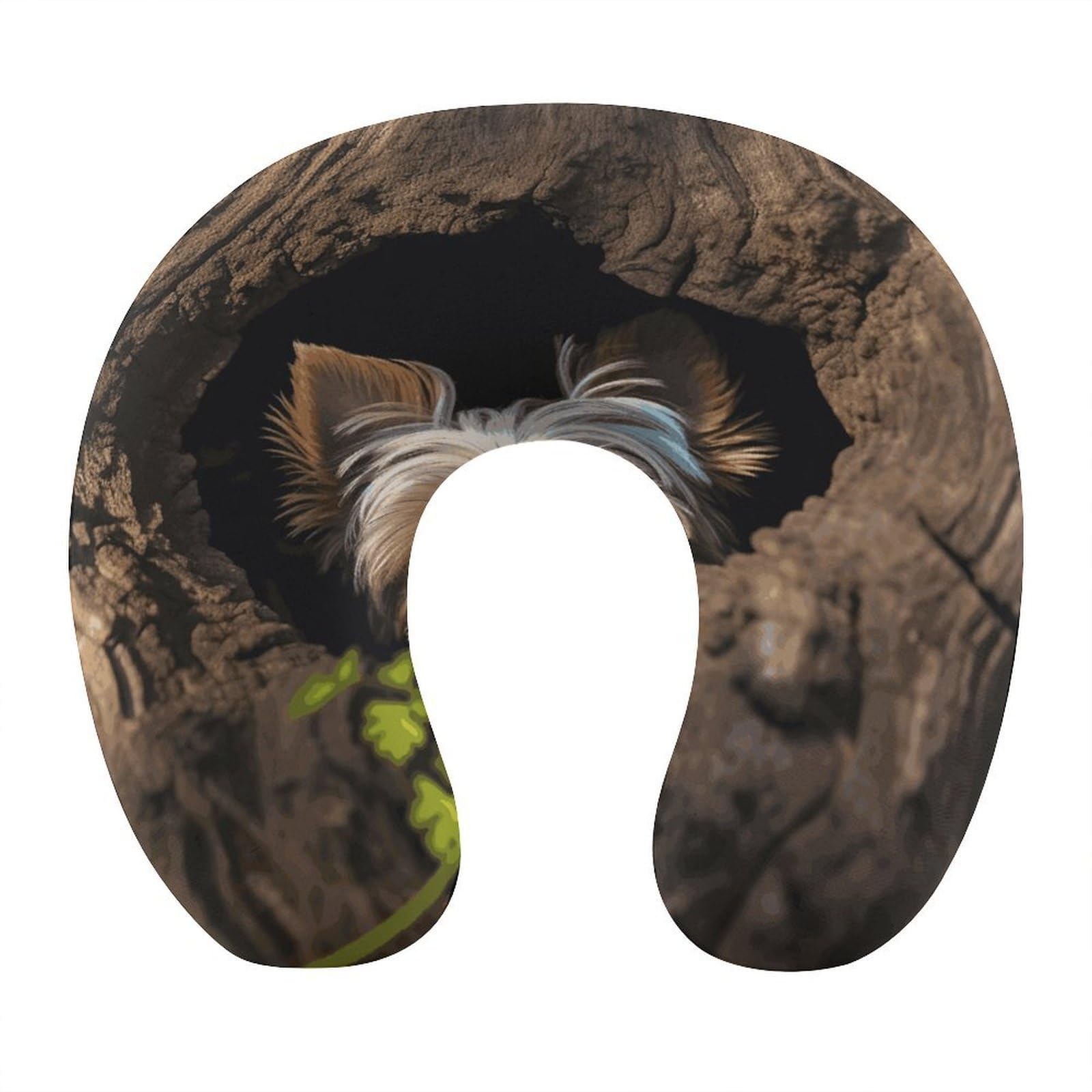 Btcowzrv Style Tree Hole Yorkie U Shaped Neck Pillow Travel Pillows