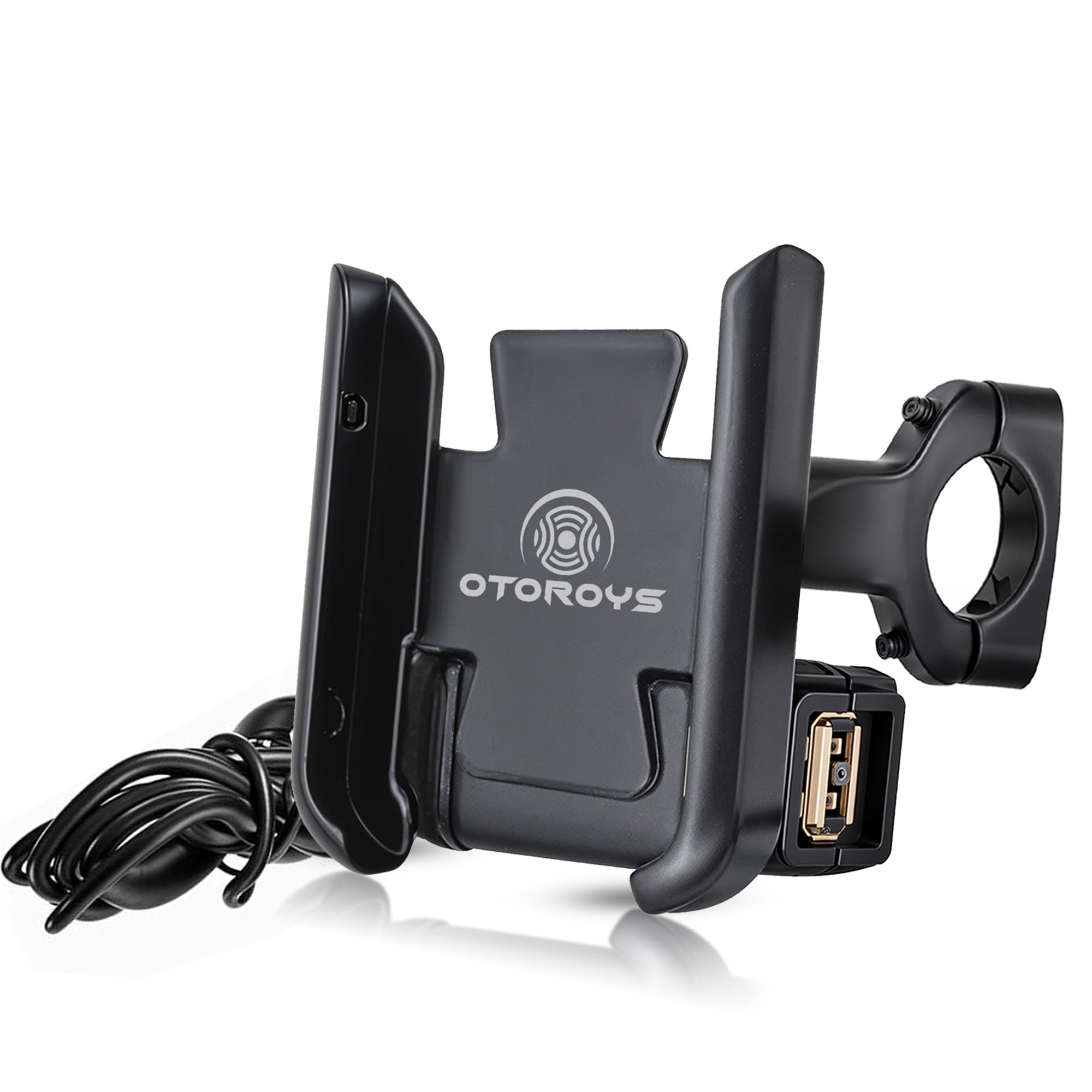 OTOROYS Universal Bike Mount Holder Metal Body 360 Degree Rotating Handlebar Metal Body Cradle Stand for Bicycle, Motorcycle, Fits All Smartphones Metal Holder with USB Charger