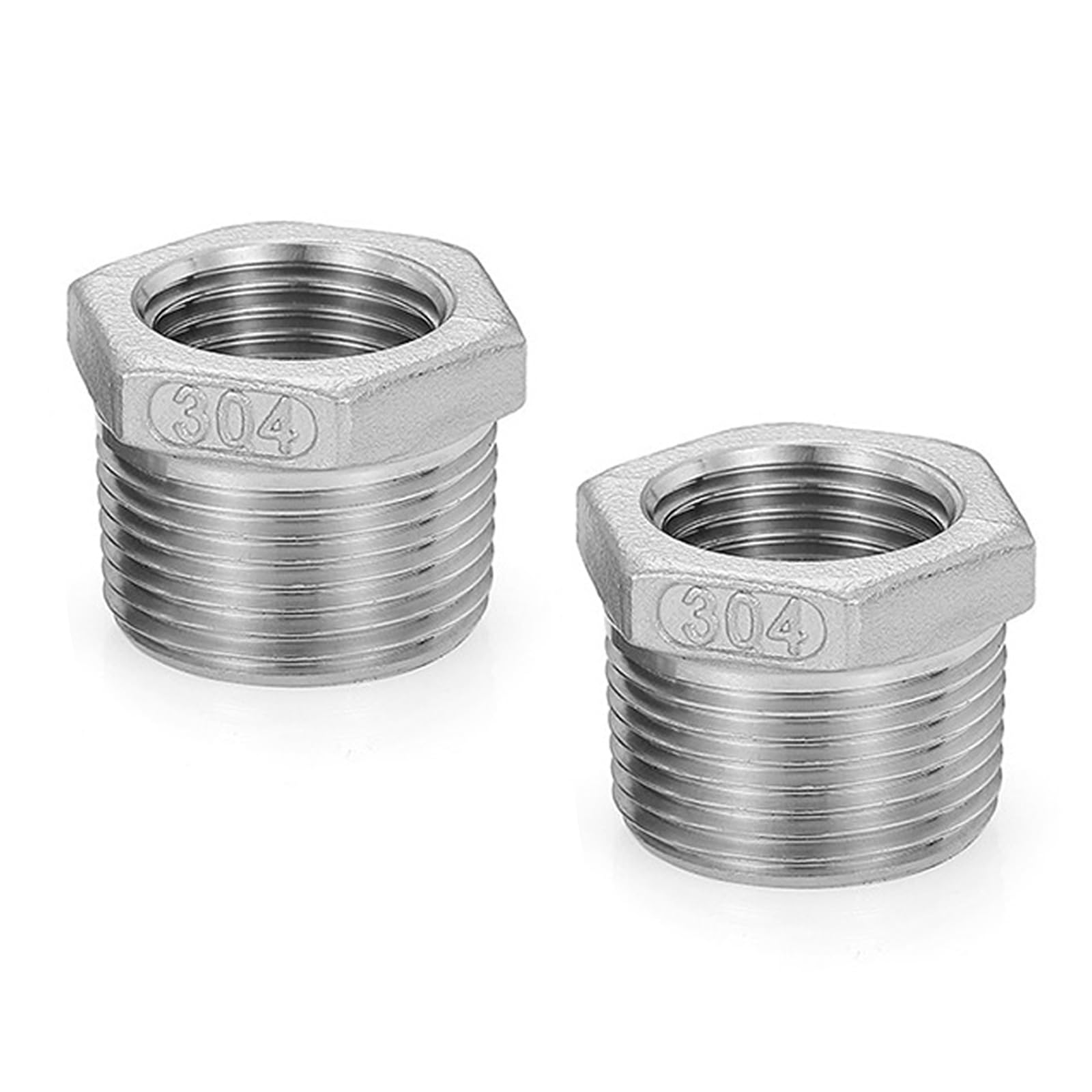 Adaptador de tubo reductor 3/4 macho a hembra en acero inoxidable 304, pack de 2