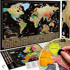 Wereldkaart om te Krassen – Kras Wereldkaart – 61 cm x 43 cm – Scratch Off Wereldkaart – Kraskaarten – Wereldkaart…