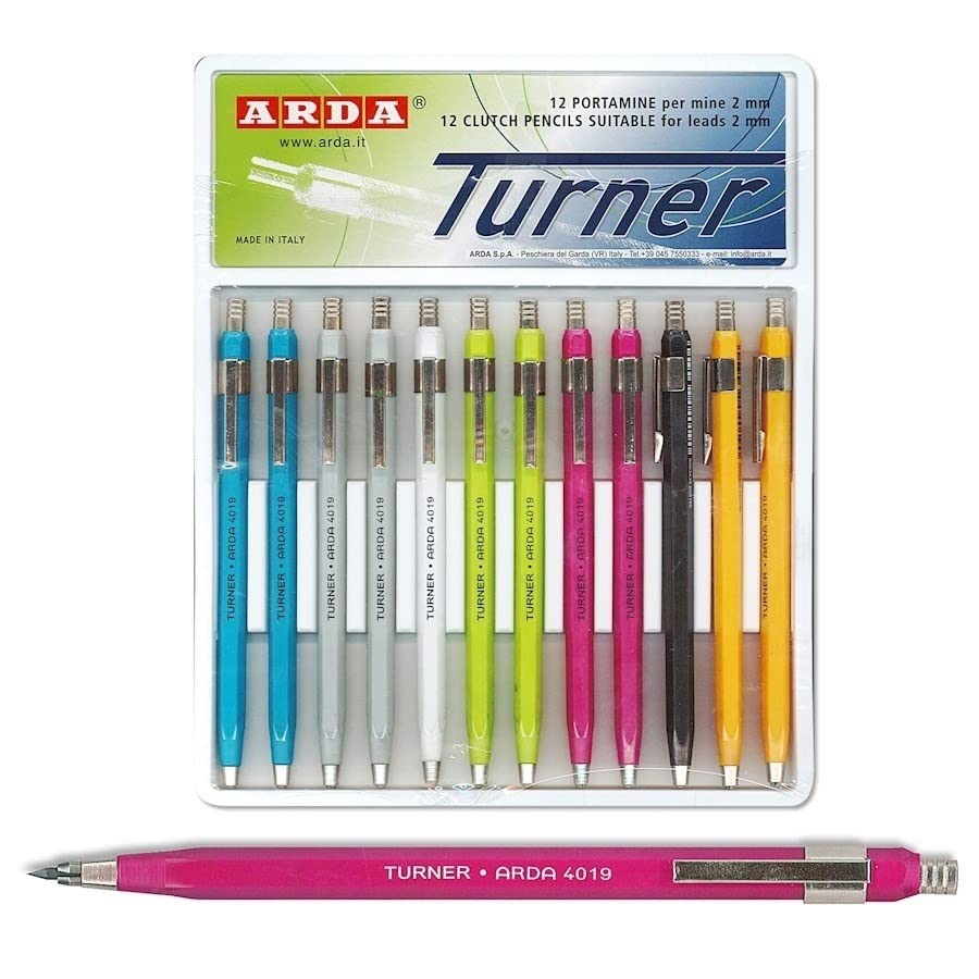 Arda - Portaminas Turner 4019-2 mm en carpeta de 12 unidades - Colores surtidos