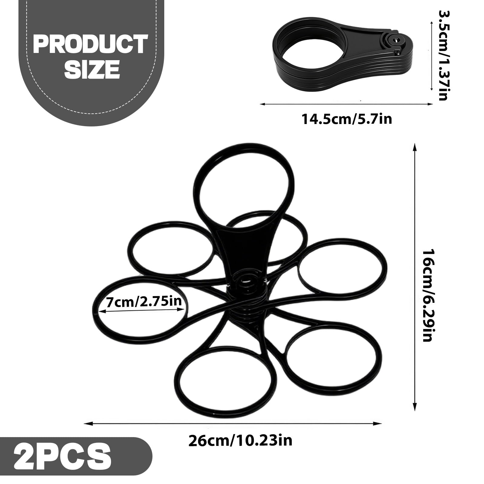 Lot de 2 porte-gobelets pliables - Pour jusqu'à 12 tasses - Porte-café rotatif avec poignée - Pour festivals, événements sportifs, concerts (noir)