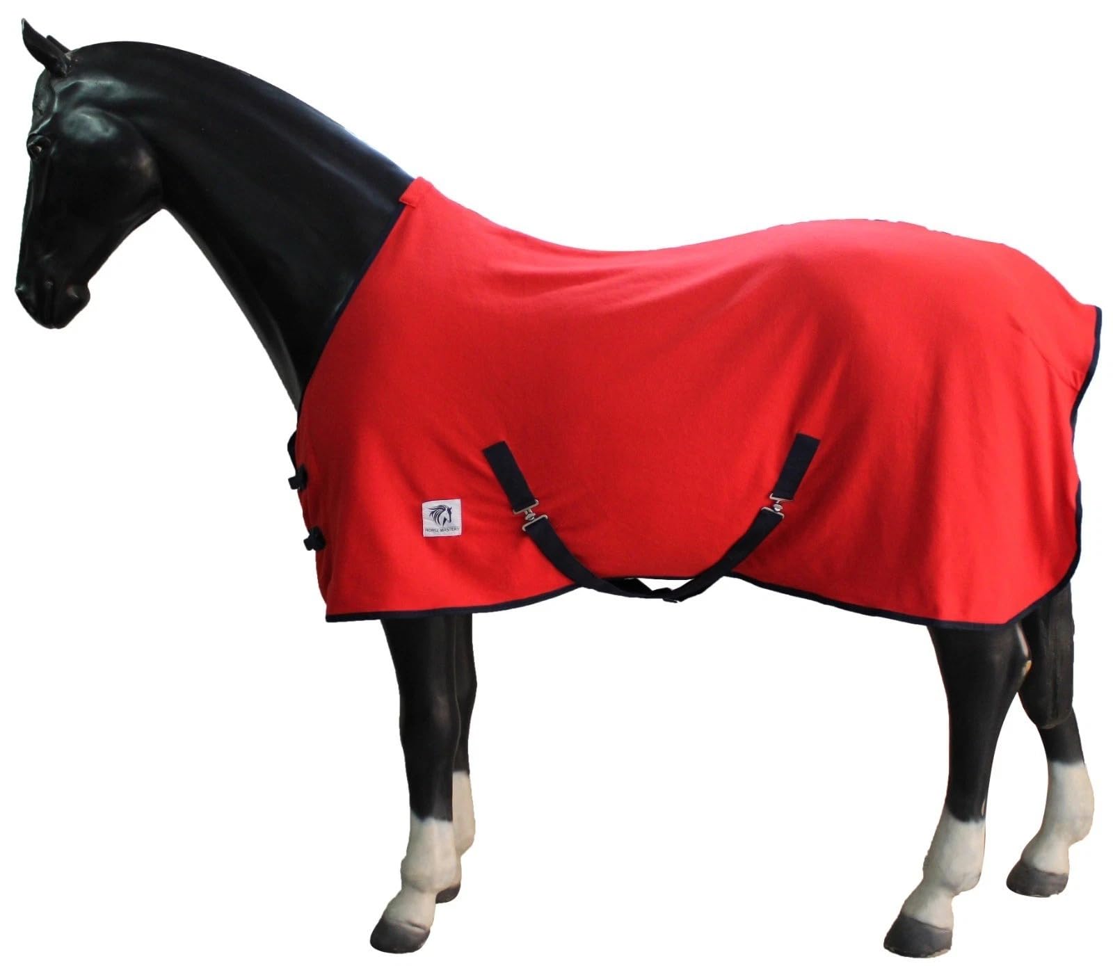 Horse Masters Travel Fleece Cooler Standard Neck Horse Rug – Soft Polar Fleece Material – Double Buckle Fastenings, Cross Surcingles & Fillet String – Ideal for Travel, Cooling & Layering