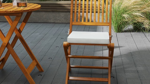 Set Tavolo E Sedie Pieghevoli GIANTEX 3 Pezzi - Legno Di Acacia Per Giardino, Balcone O Interni, Naturale - Foto 8