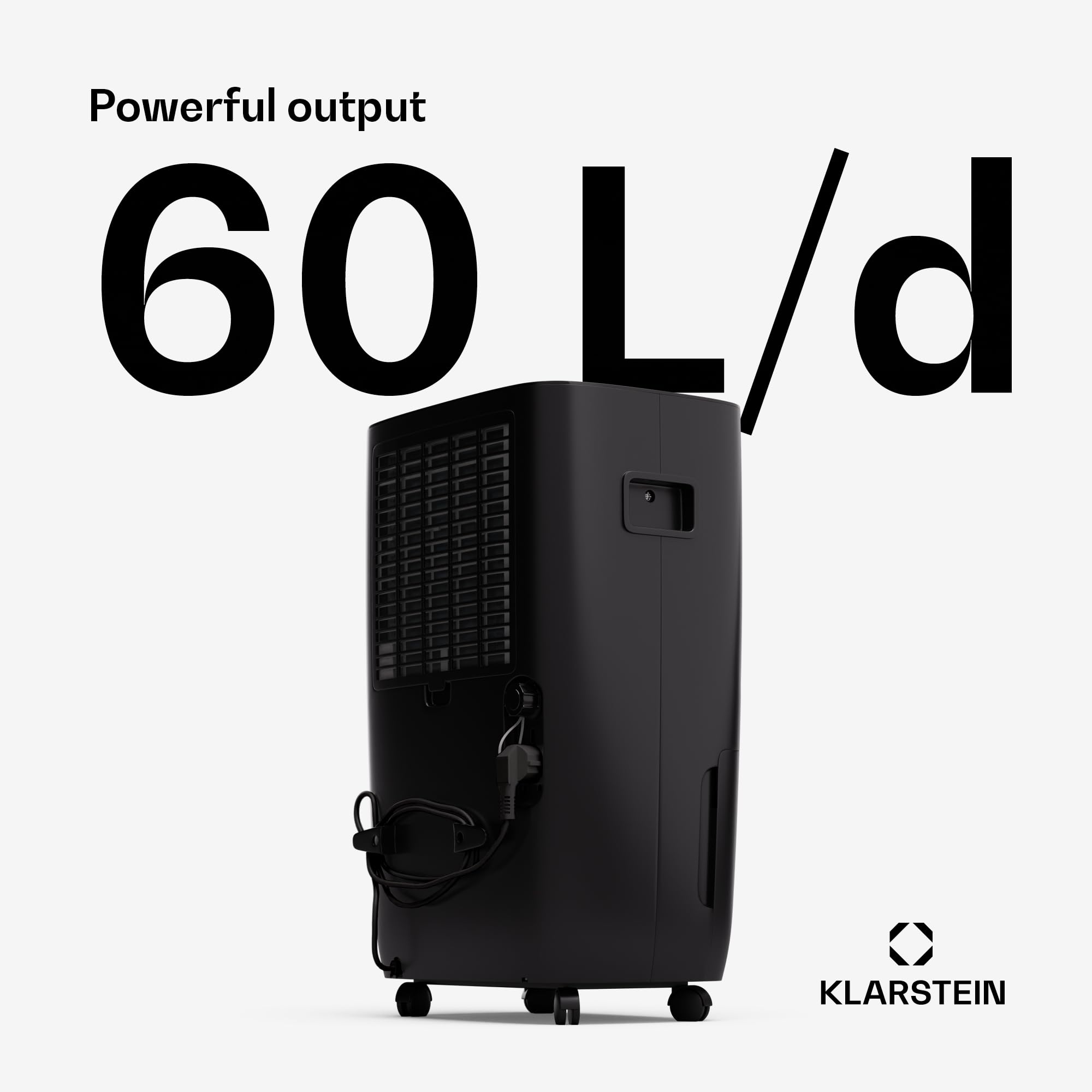 Klarstein DryFy Connect 60L Osuszacz powietrza, 60L/24h, Sterowanie aplikacją WiFi, Zbiornik 8L, Timer, Osuszacz do pomieszczeń 45-65m², Automatyczne wyłączanie, Przenośny, Antracytowy