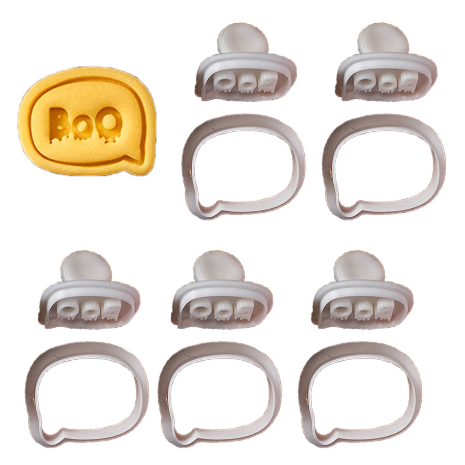 carotoe 5Pcs Plastomer Biscuits Mold Cookie Stamp Halloween Specter Biscuits Cutter Fondant Cake Mold Kitchens Pastries Baking Tool Plastomer Biscuit Easy to Cleans Baking Tool
