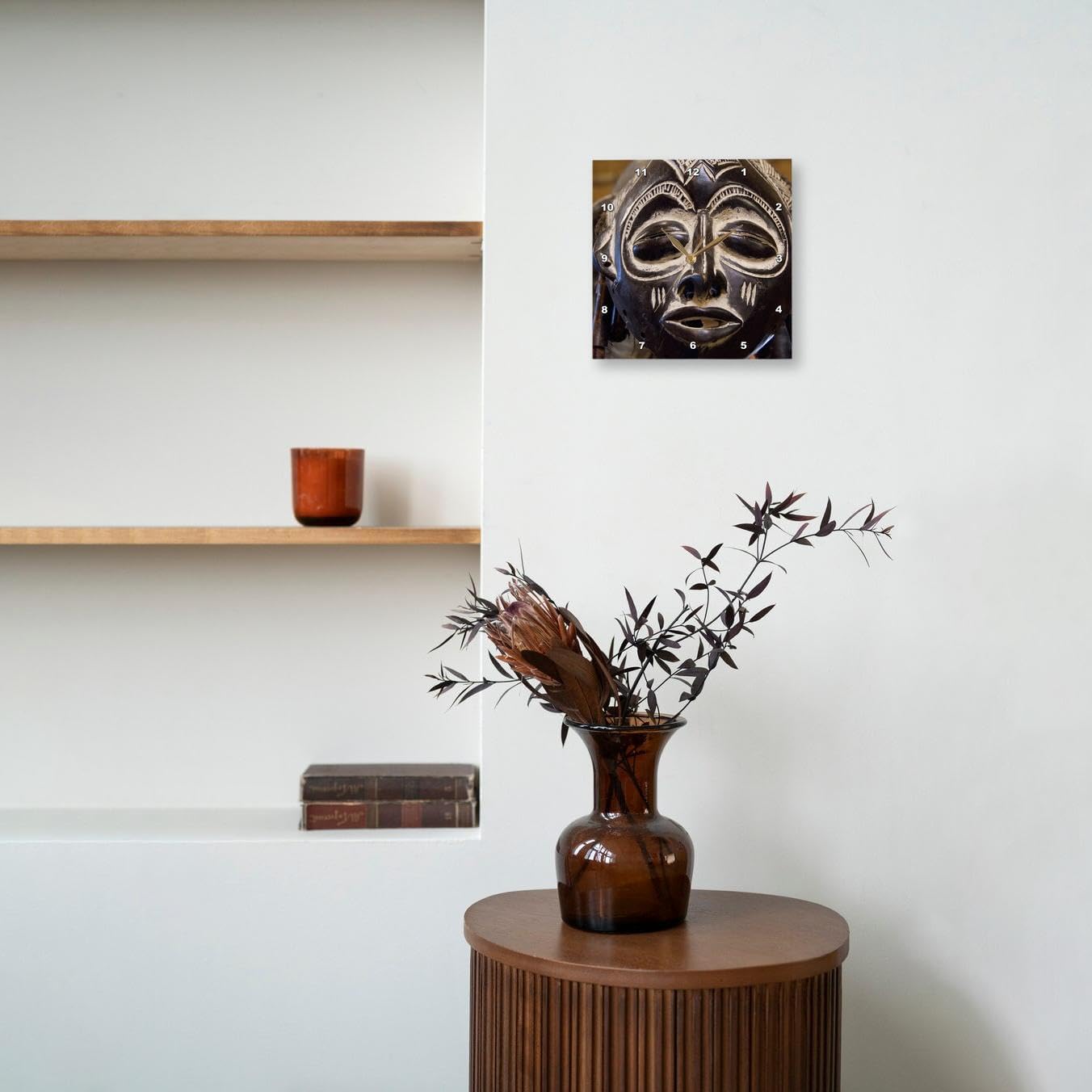 3dRose DPP_69536_2 South Africa, Durban, Zulu Tribe Mask-Af42 Cmi0179 Cindy Miller Hopkins Wall Clock, 13 by 13-Inch
