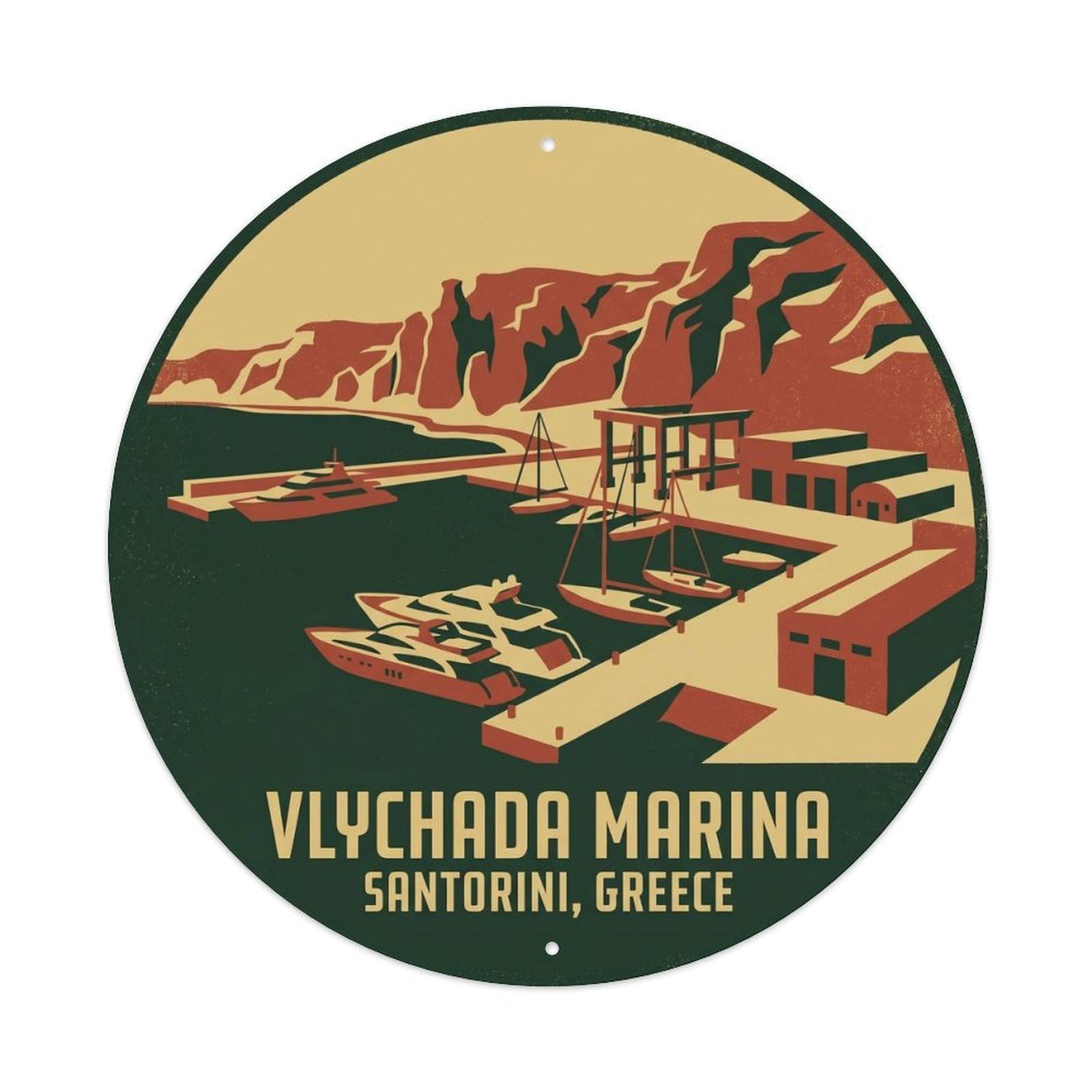 Vlychada Marina Santorini Greece Greek Island Metal Tin Sign