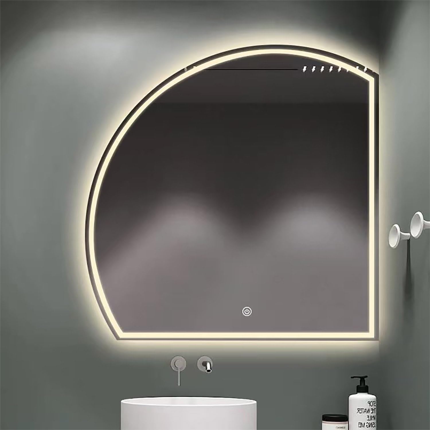 Miroir de salle de bain à DEL à intensité variable avec contrôle tactile, design antibuée, miroir de maquillage mural pour décoration d'intérieur
