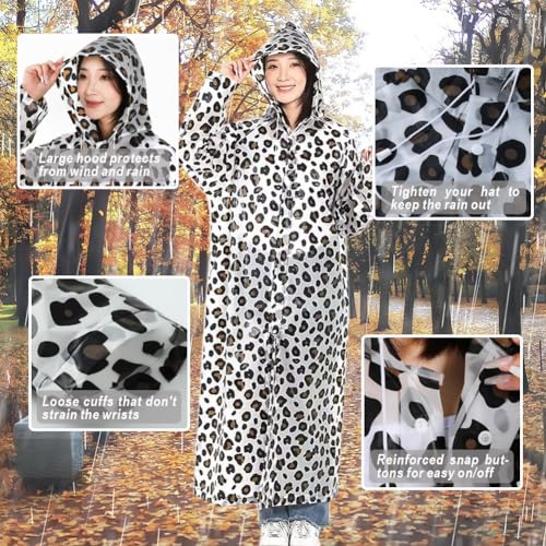 Aolegoo 2 Stück Regenponcho, Regencape Durchsichtig Dicker für Fahrrad, Wandern, Camping, Konzert (Leopard)