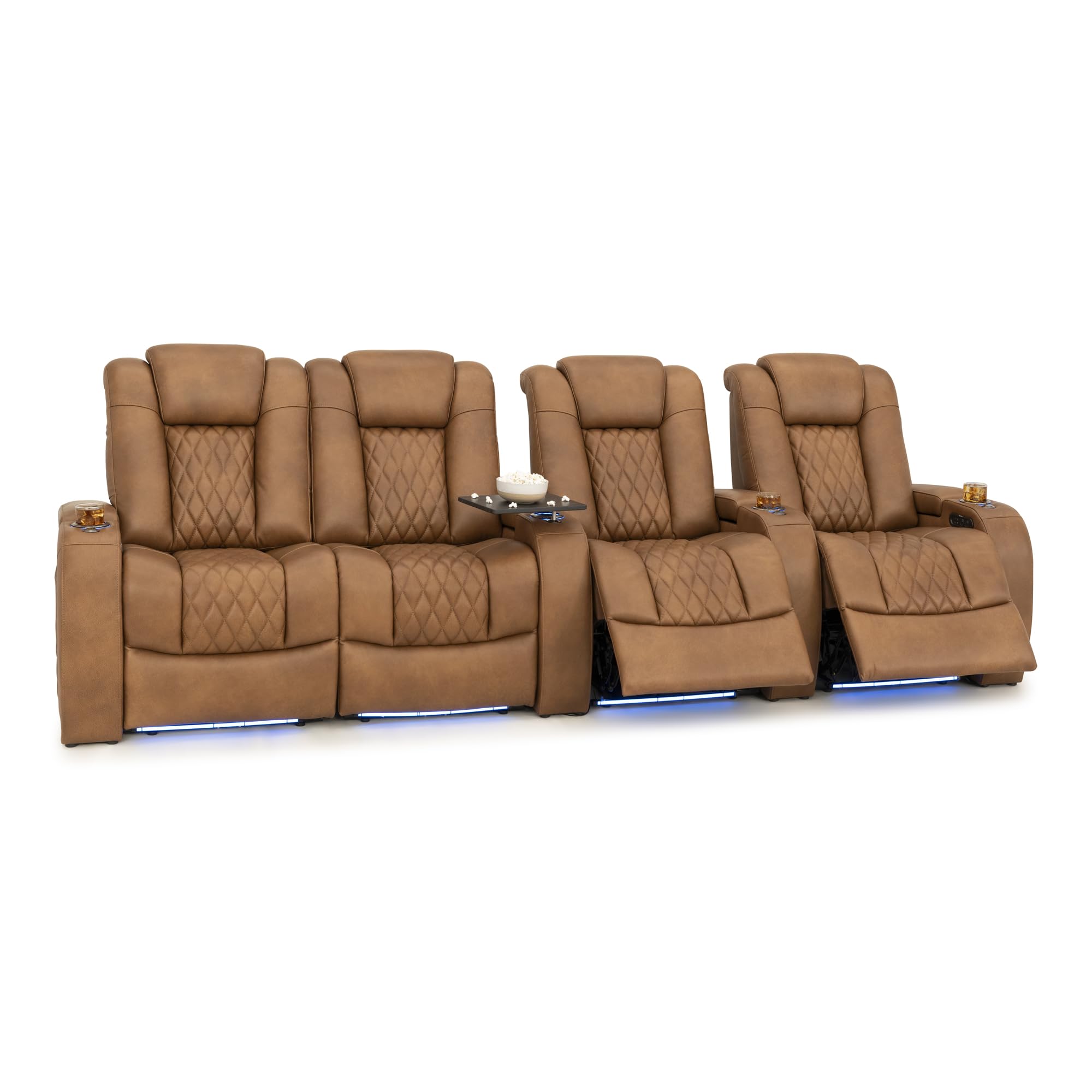 Seatcraft Diamante Home Theater Seating Tawny Row of 4 Left Loveseat