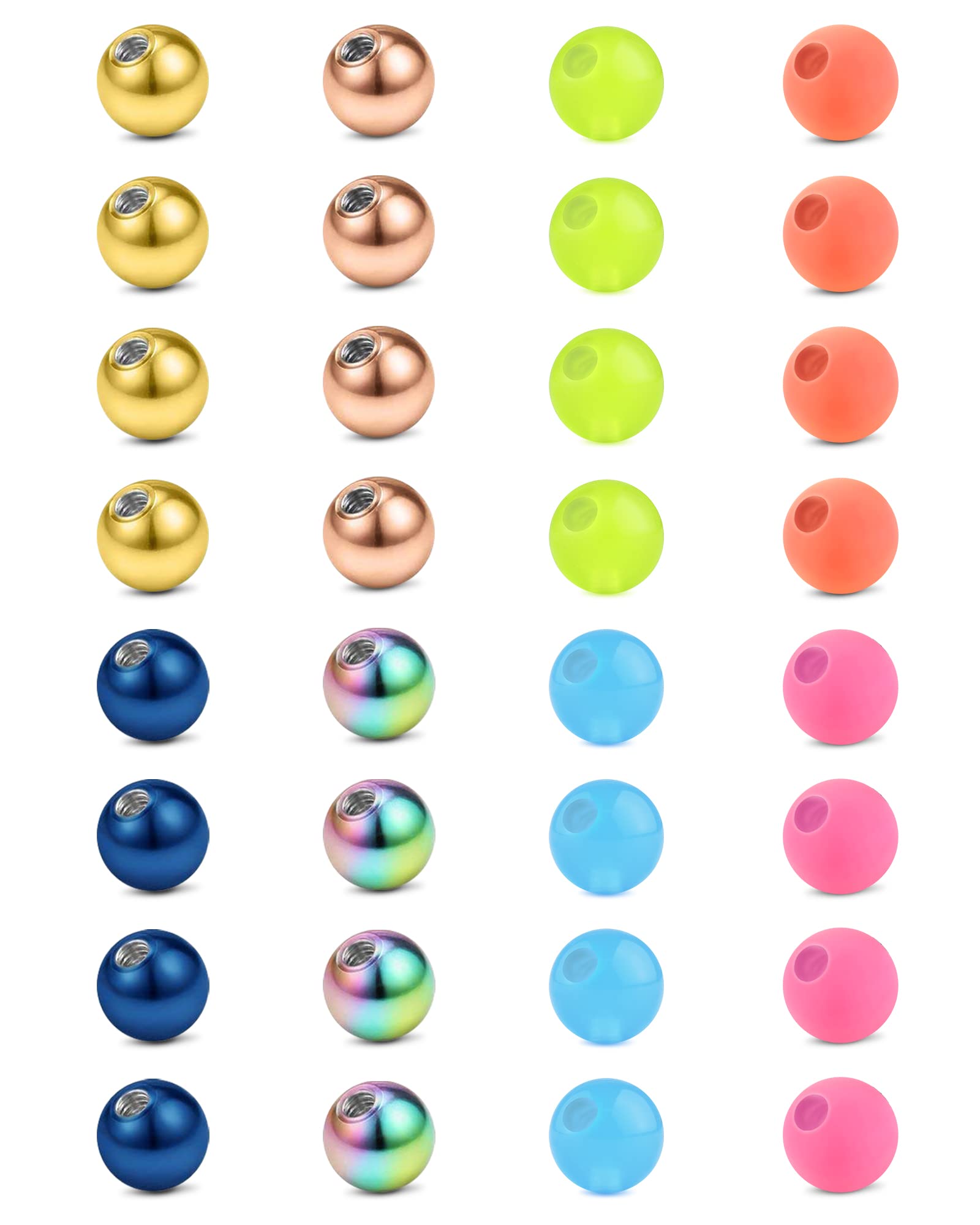Rajnard Piercing Balls Piercing Bolas de Repuesto de 316L Acero quirúrgico para Piercing en el Ombligo Arco de la Lengua Oreja Labio Nariz Septum 14G 16G 3mm 5mm 6mm 8mm Mujeres Hombres