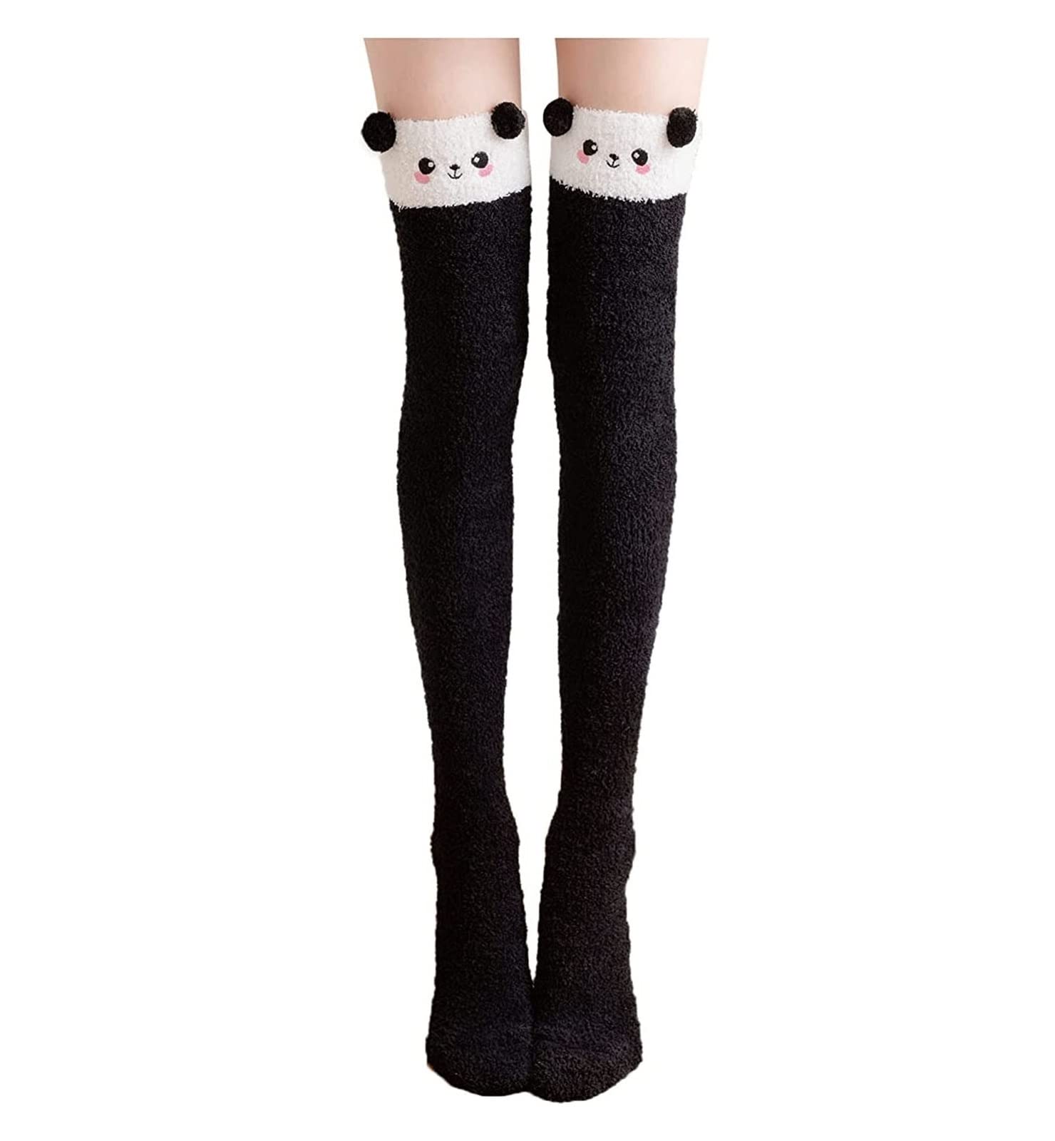Calcetines Cómodos Calcetines Peludos Hasta El Muslo Para Mujer Medias Bonitas Por Encima De La Rodilla Altos Dibujos Animados Suaves Reforzada