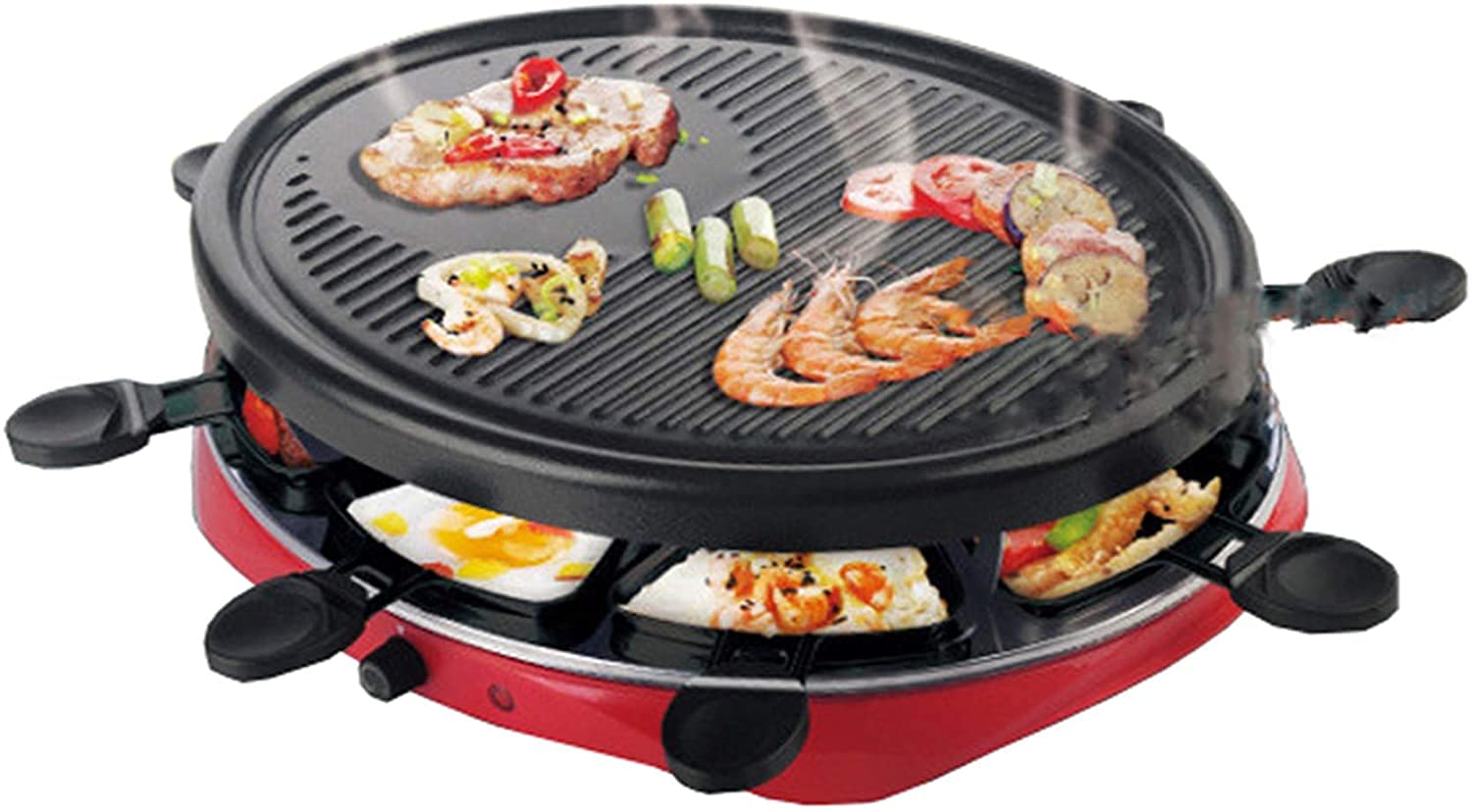 Raclette grille łatwe do czyszczenia dużego grilla bletop Grill Elektryczny grill Grill Materiał bez kijowy z 8 mini elektryczny grill patelni dla 8 osób Party 1300 W, 1300 W