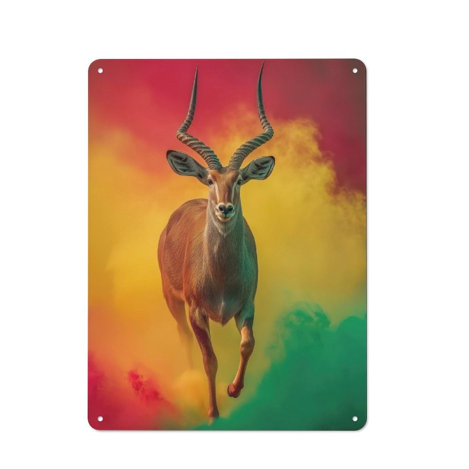 Classic Rasta Antelope Decorative Tin Plaque 40x30cm, Bar Wall Plaque for Diner, Restaurant, Shed Or Kitchen