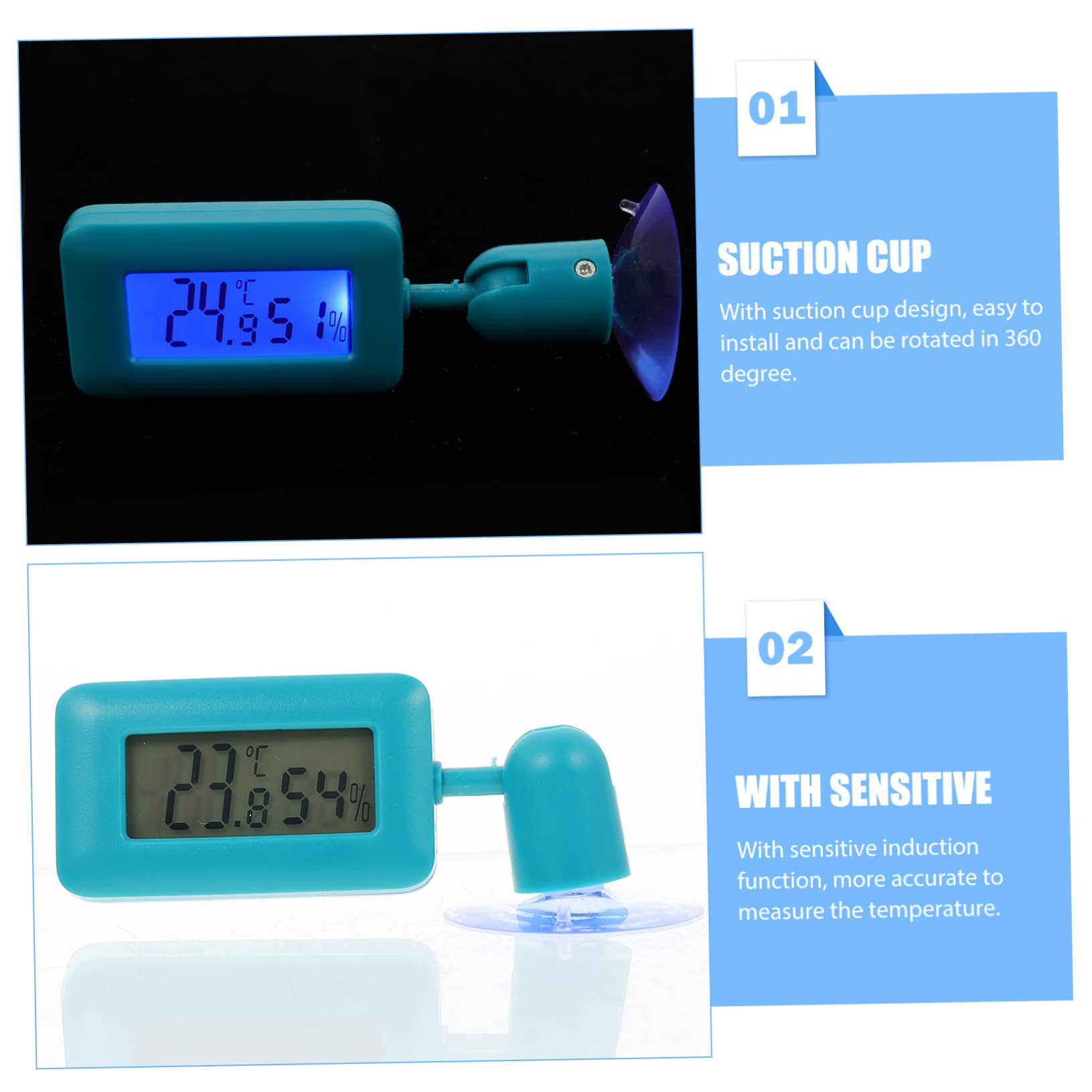 Yardwe 4stücke Digitales Reptil-thermometer Mit Rotationsdesign Und Saugnapf Für Terrarien Und Reptilienbecken Präzise Temperaturmessung Installieren Geeignet Für Zuhause