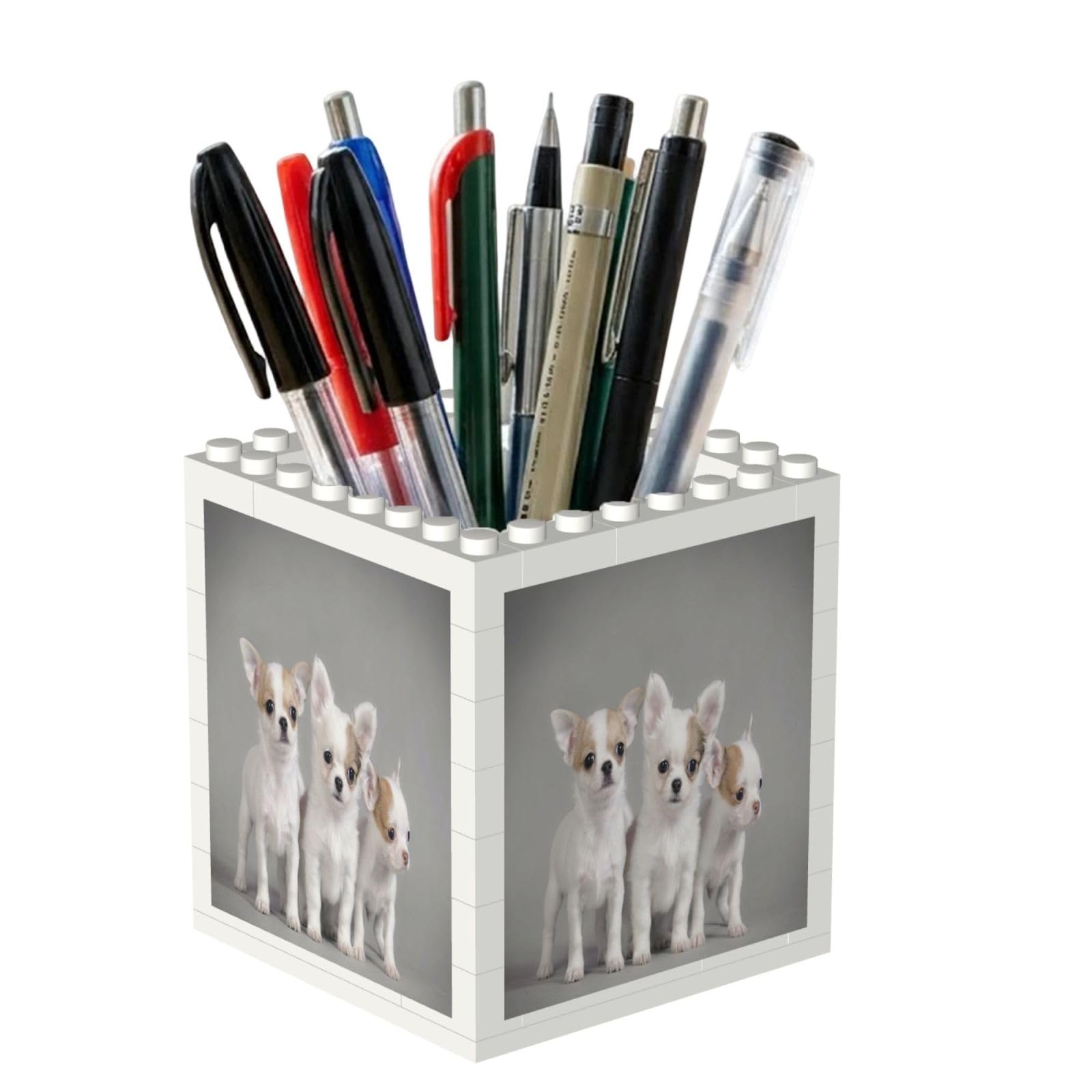 Poadnly Chihuahua Puppies, Pen Pot Pencil Holder for Office Home School, Compact Desk Organiser for Office Stationery