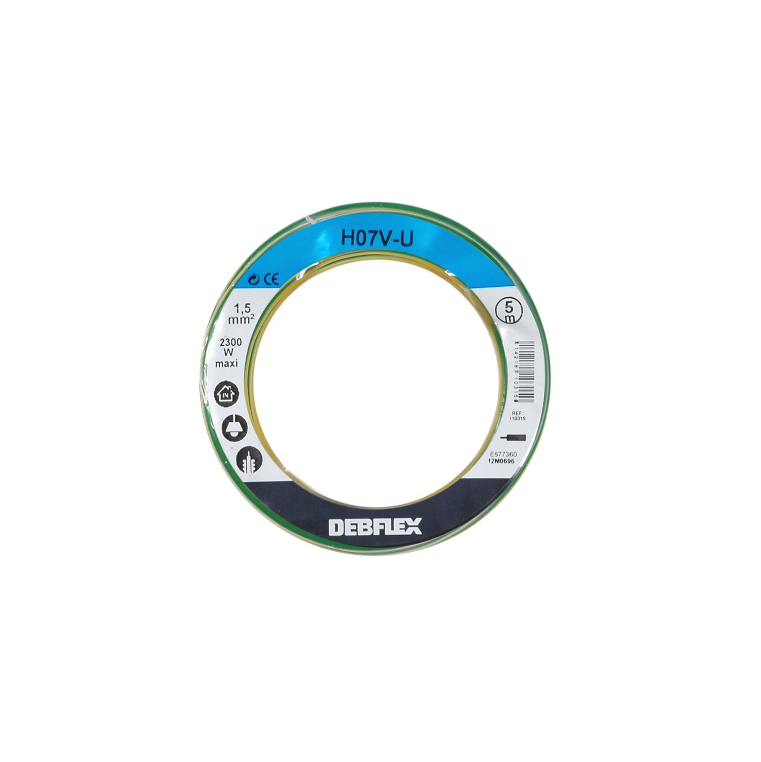 Debflex 110315 bobinot HO7 V-U 1.5 5 m Yellow/Green, Yellow / Green