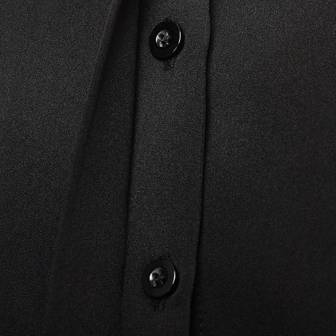 Womens Clergy Shirt Tab Collar 3/4 Sleeve Round Tailed Button Down Blouse3