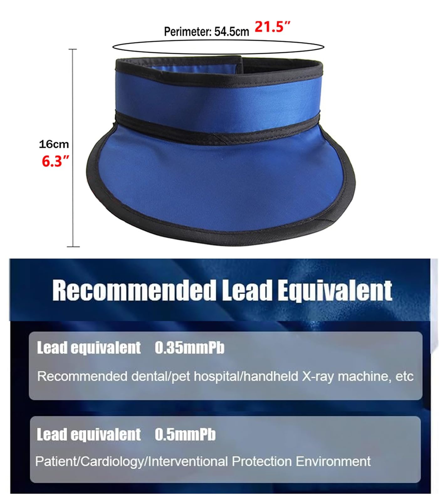 Bleischürze Röntgen-Schilddrüsenschutz-Bleikragen, Leicht, Weich, Verstellbar, Schutzschild For Den Hals, For Zahnärzte Und Krankenhäuser(Blue,0.5mmpb)