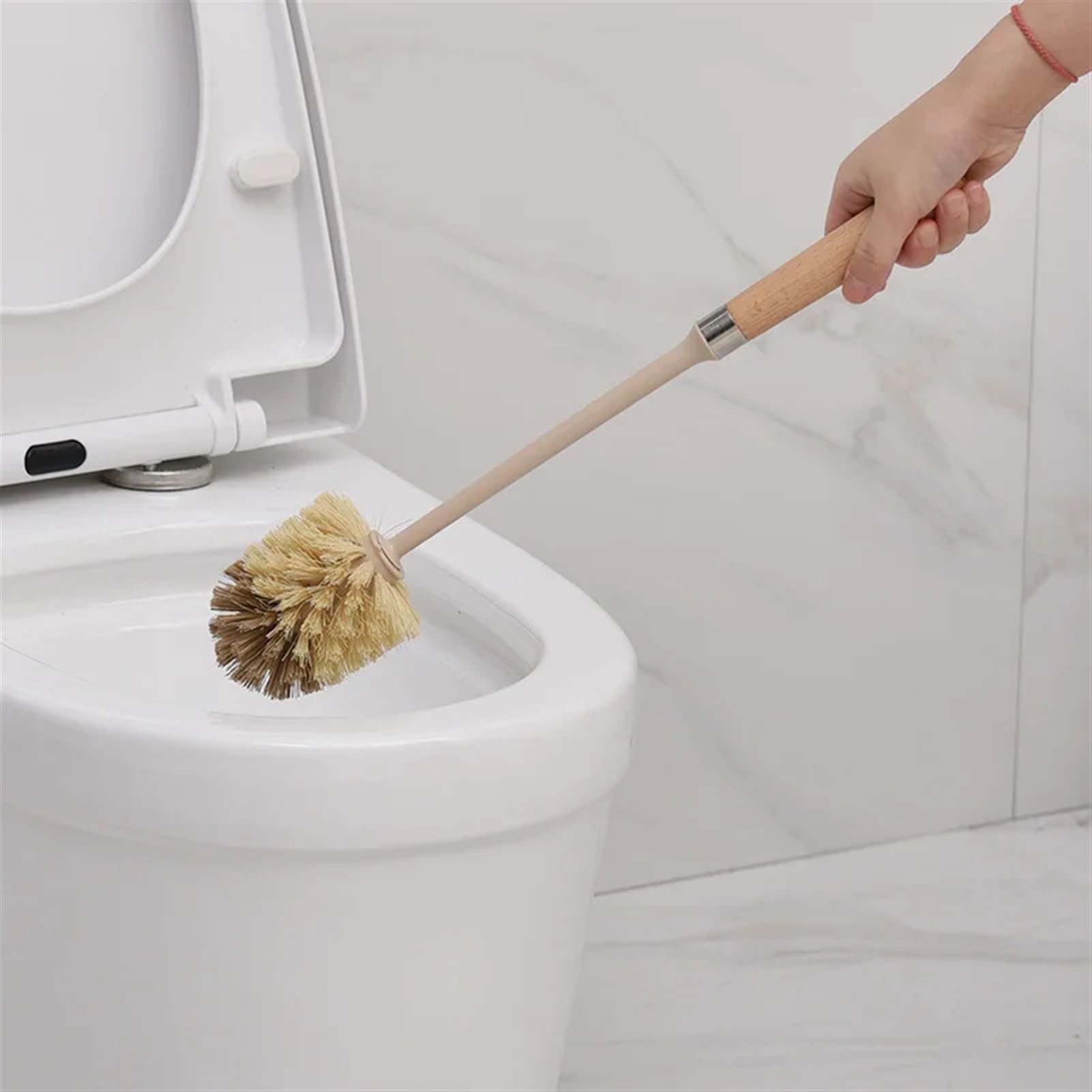 Brosse de toilette domestique longue en bois pour brossage et récurage efficace