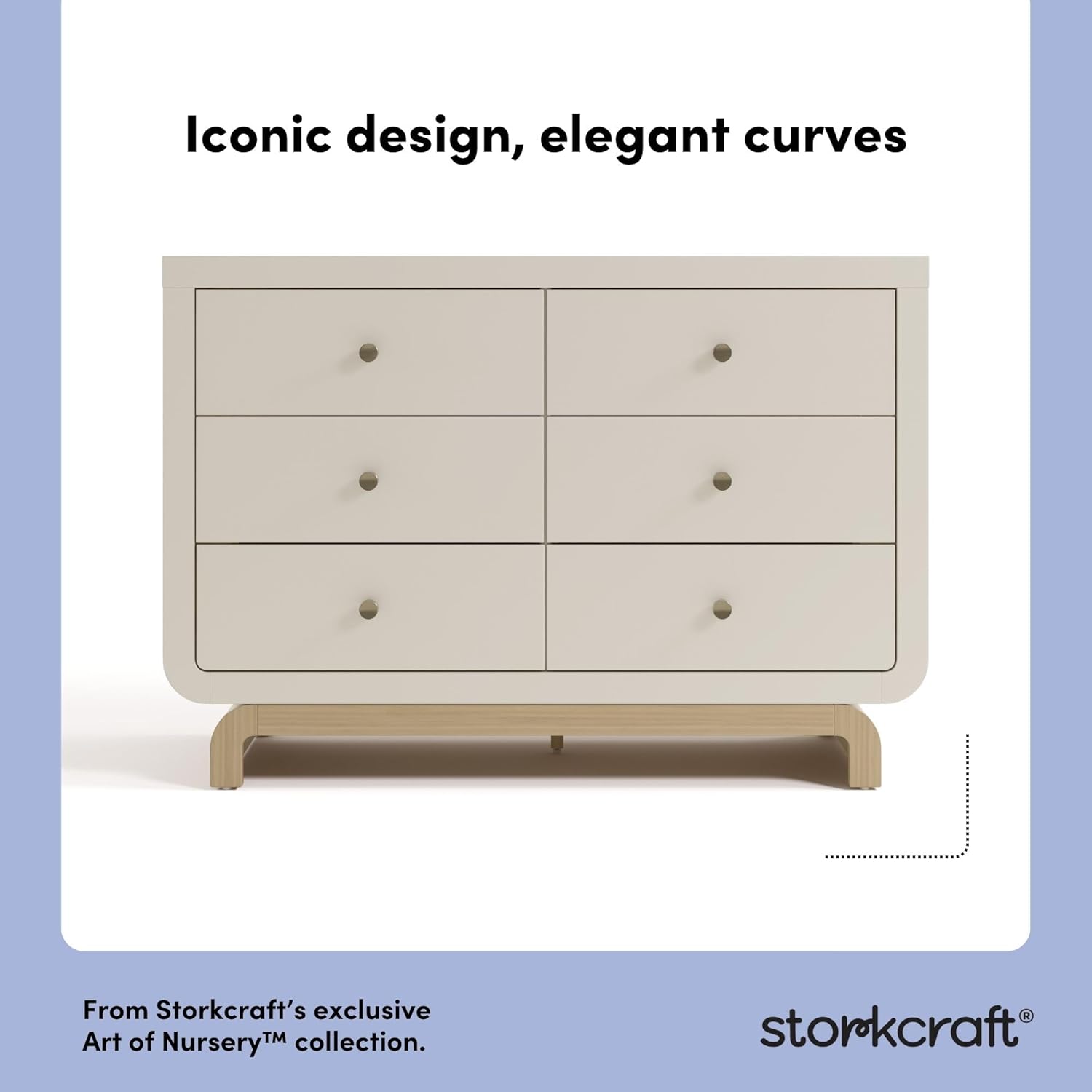 Storkcraft Santorini 6 Drawer Double Dresser (Frosted Oat with Driftwood) - GREENGUARD Gold Certified, Interlocking Drawer System, Dresser Drawer Organizer for Kids Bedroom 6 Drawer Dresser Frosted Oat With Driftwood