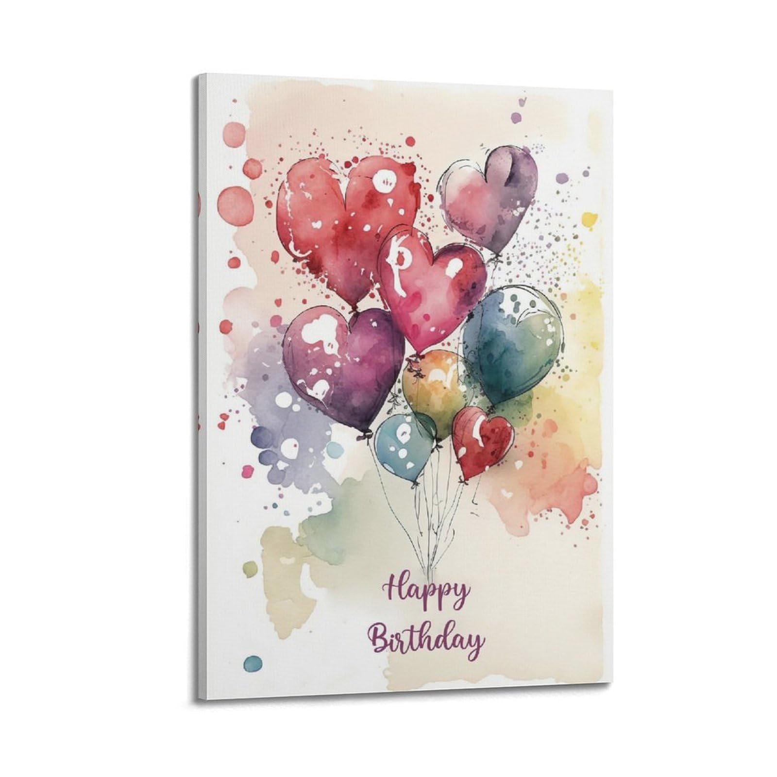 GJDYMX Poster d'anniversaire pour enfant - Impression sur toile - Décoration murale moderne - Pour chambre à coucher - 60 x 90 cm